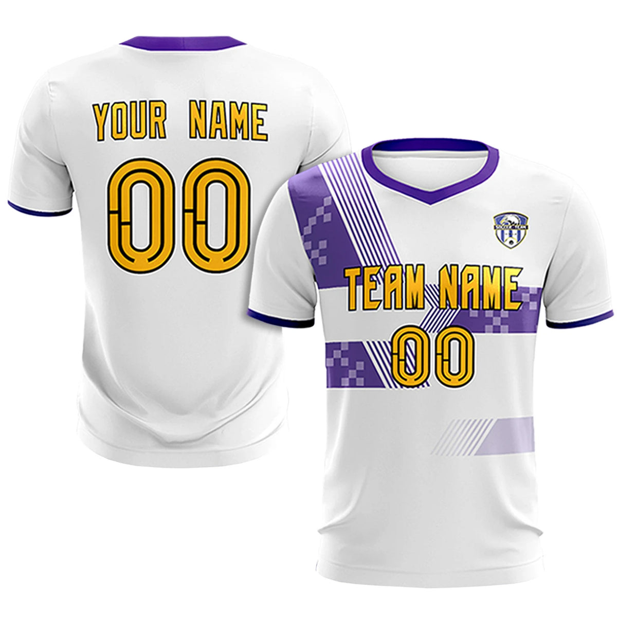 Custom White Purple Training Uniform For Men Soccer Sets Jersey