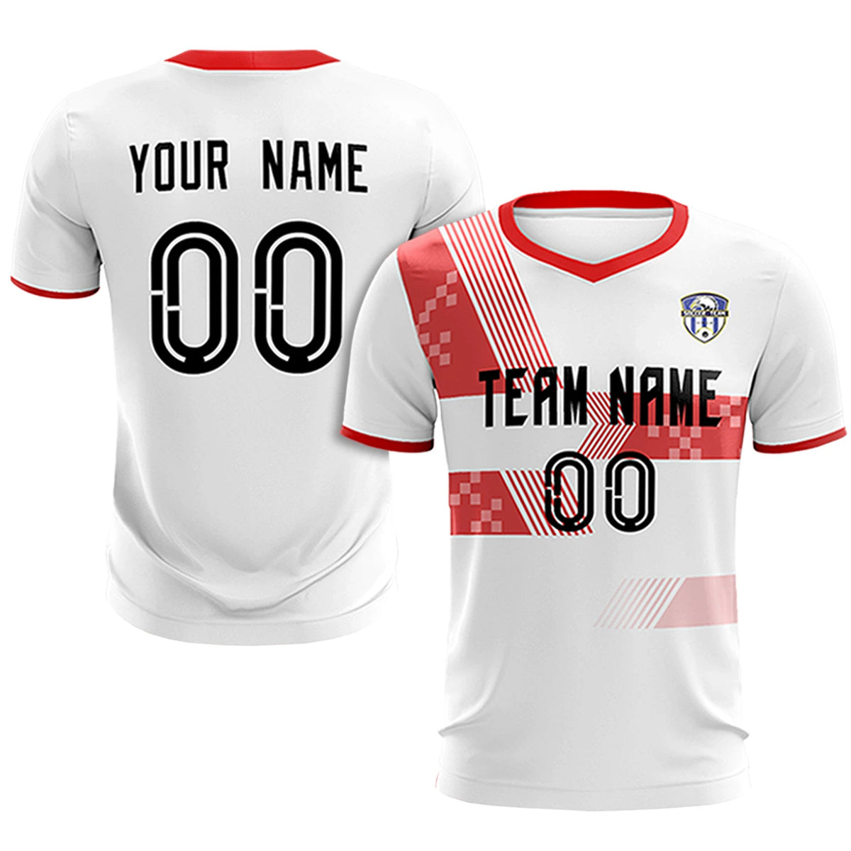 Custom White Red Training Uniform For Men Soccer Sets Jersey