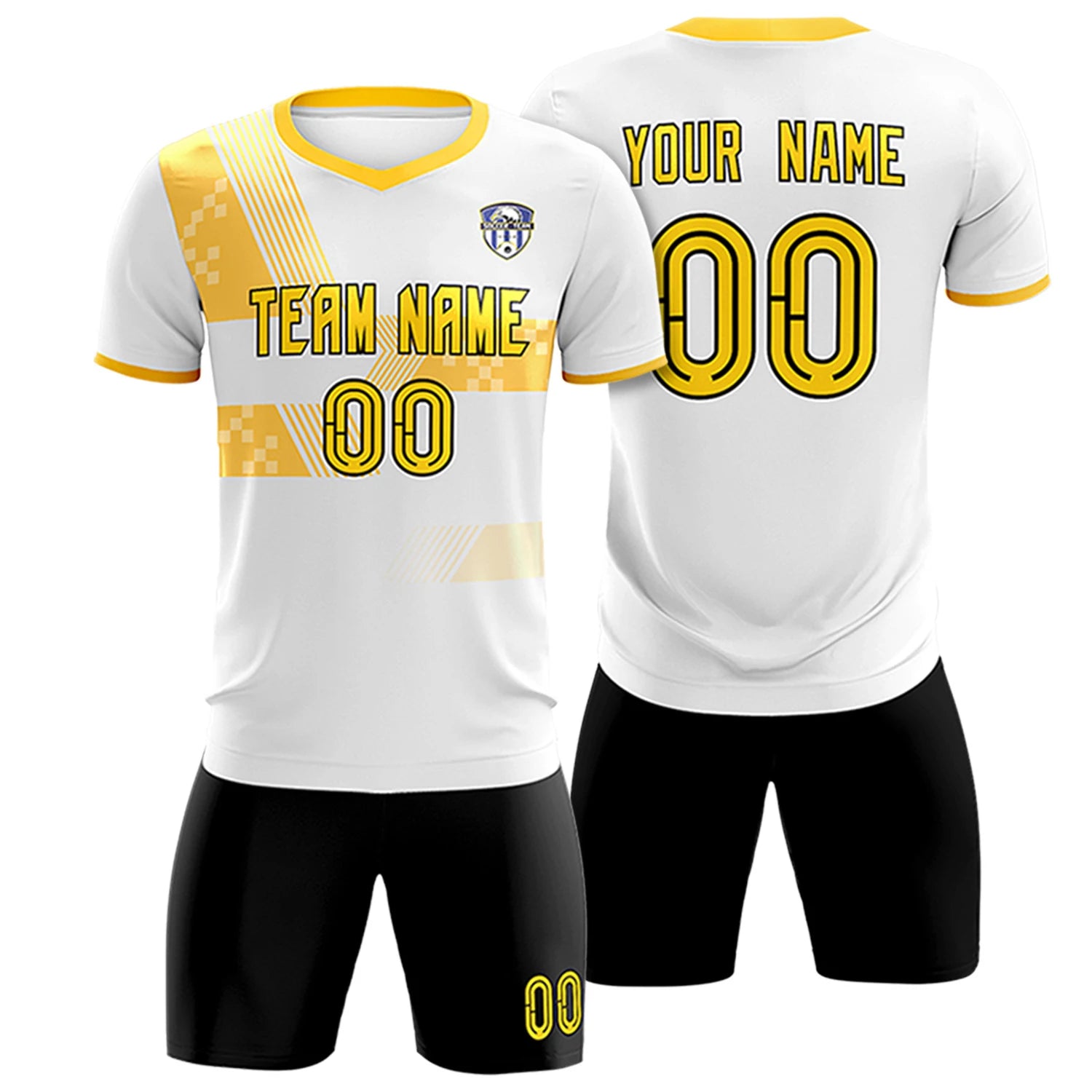 Custom White Gold01 Training Uniform For Men Soccer Sets Jersey