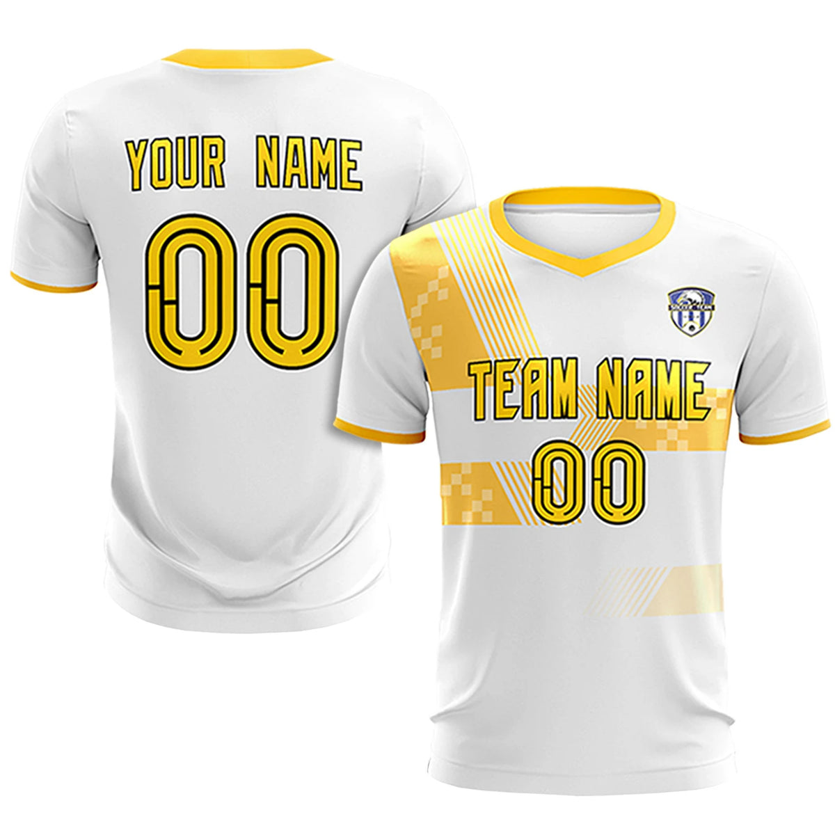 Custom White Gold01 Training Uniform For Men Soccer Sets Jersey
