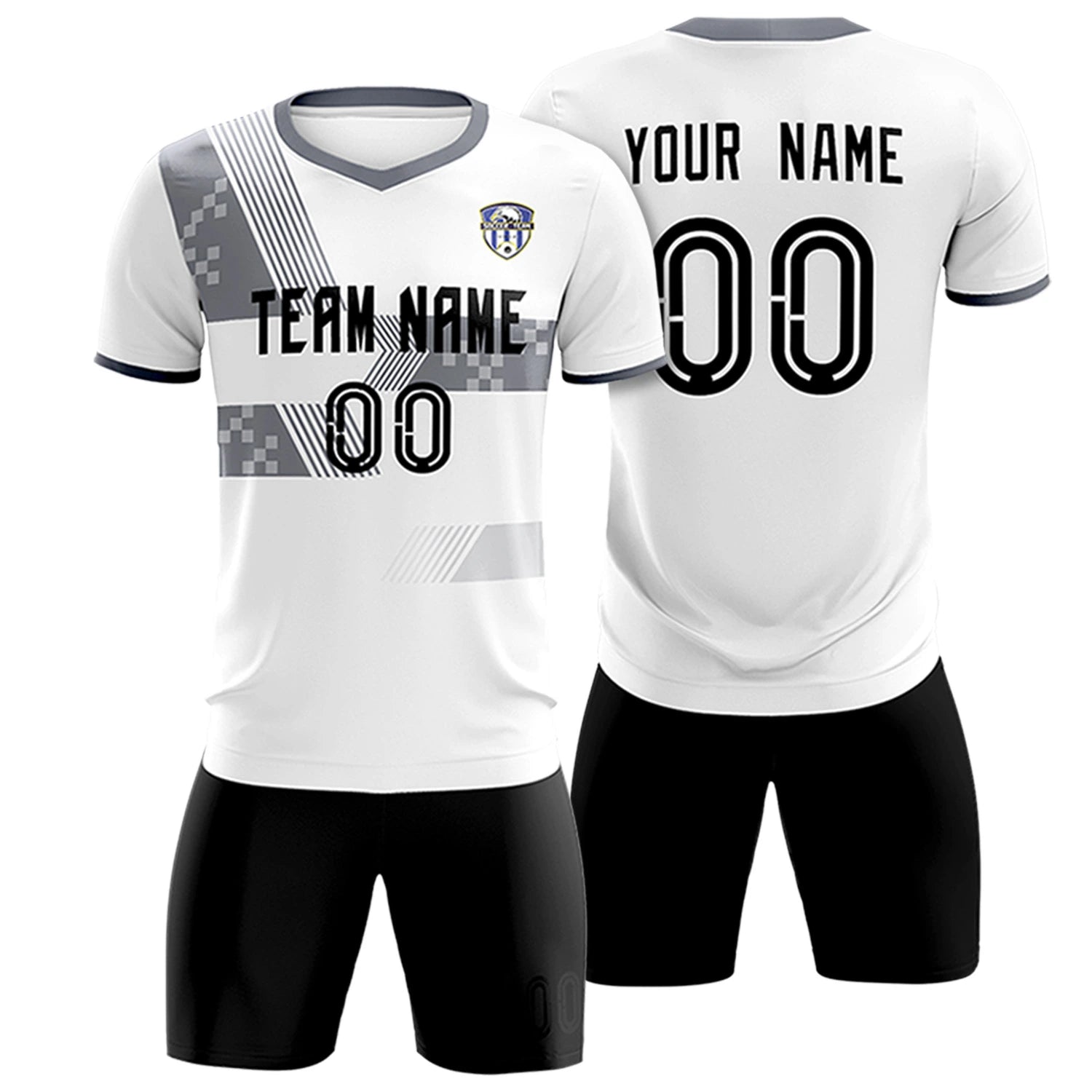 Custom White Gray Training Uniform For Men Soccer Sets Jersey