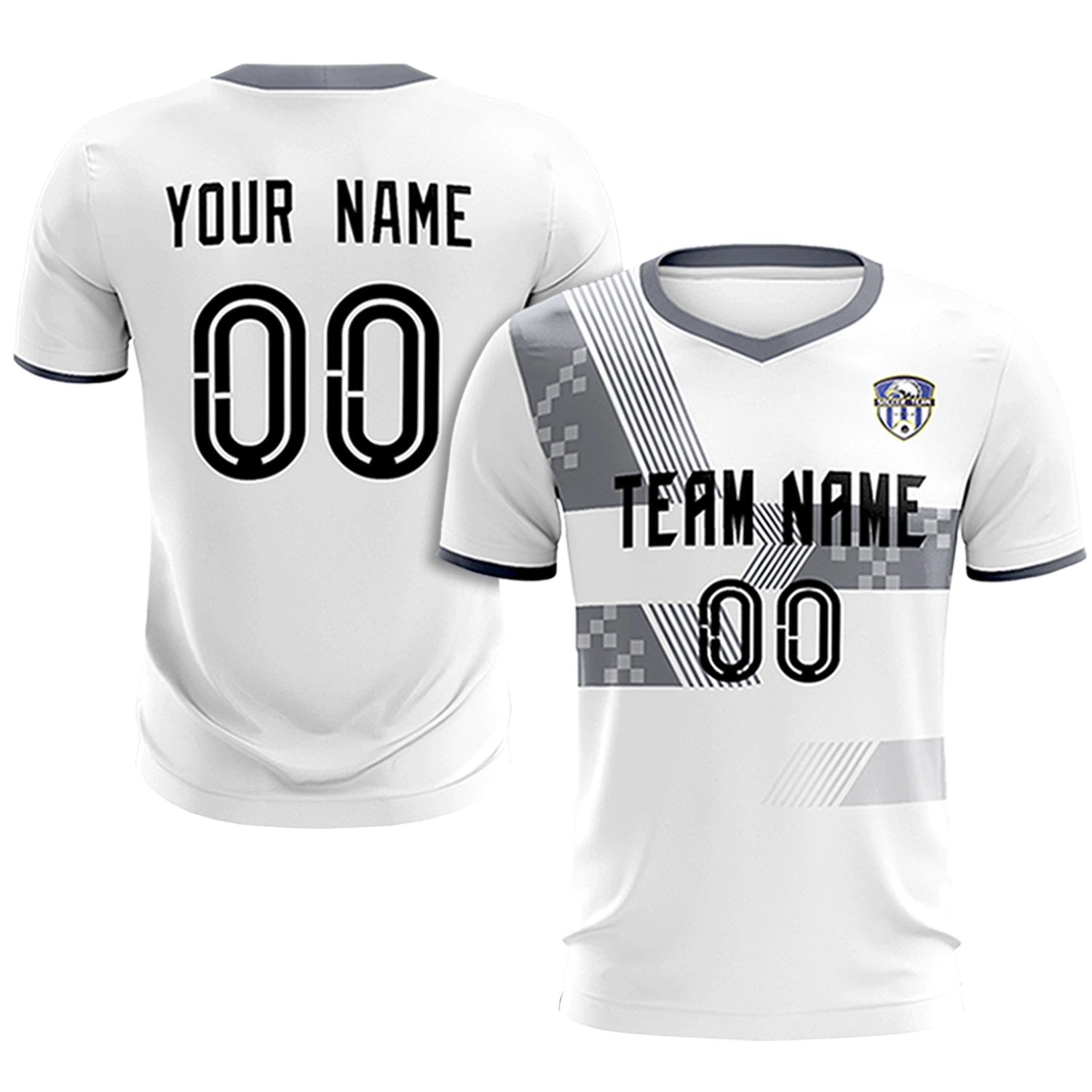 Custom White Gray Training Uniform For Men Soccer Sets Jersey