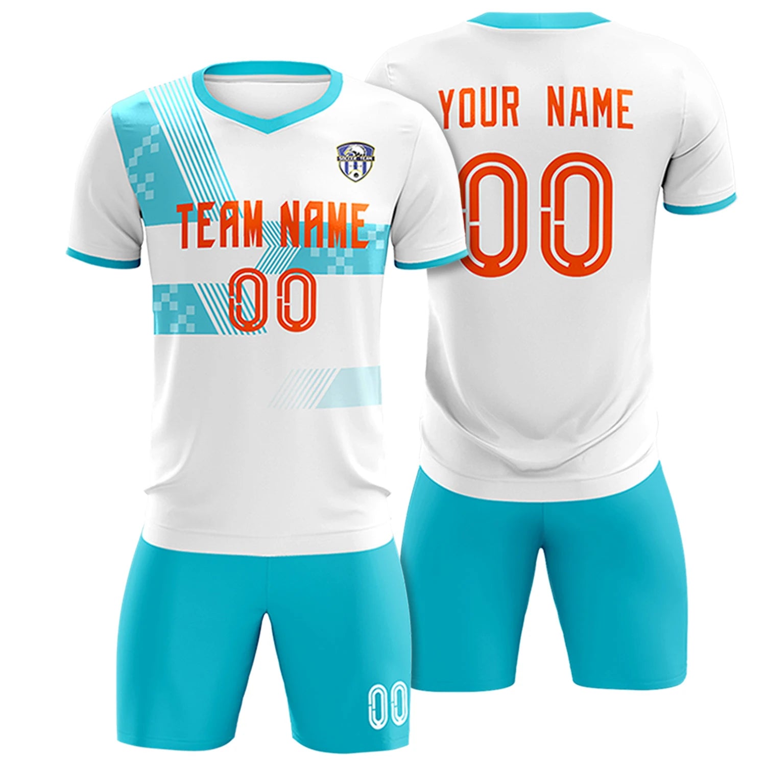 Custom White Aqua Training Uniform For Men Soccer Sets Jersey