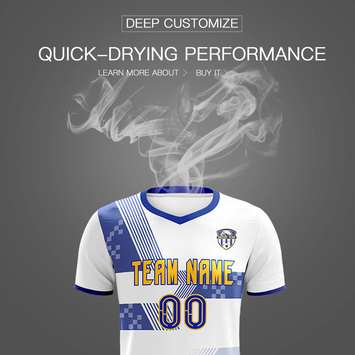 Custom White Royal Blue Training Uniform For Men Soccer Sets Jersey