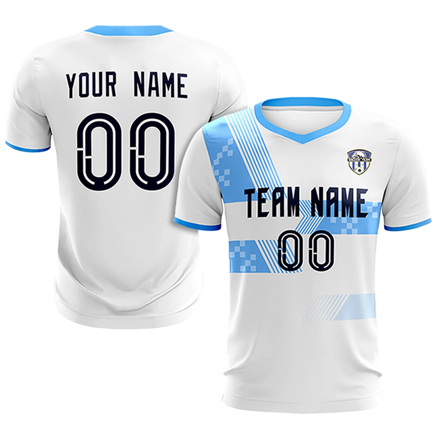 Custom White Powder Blue Training Uniform For Men Soccer Sets Jersey
