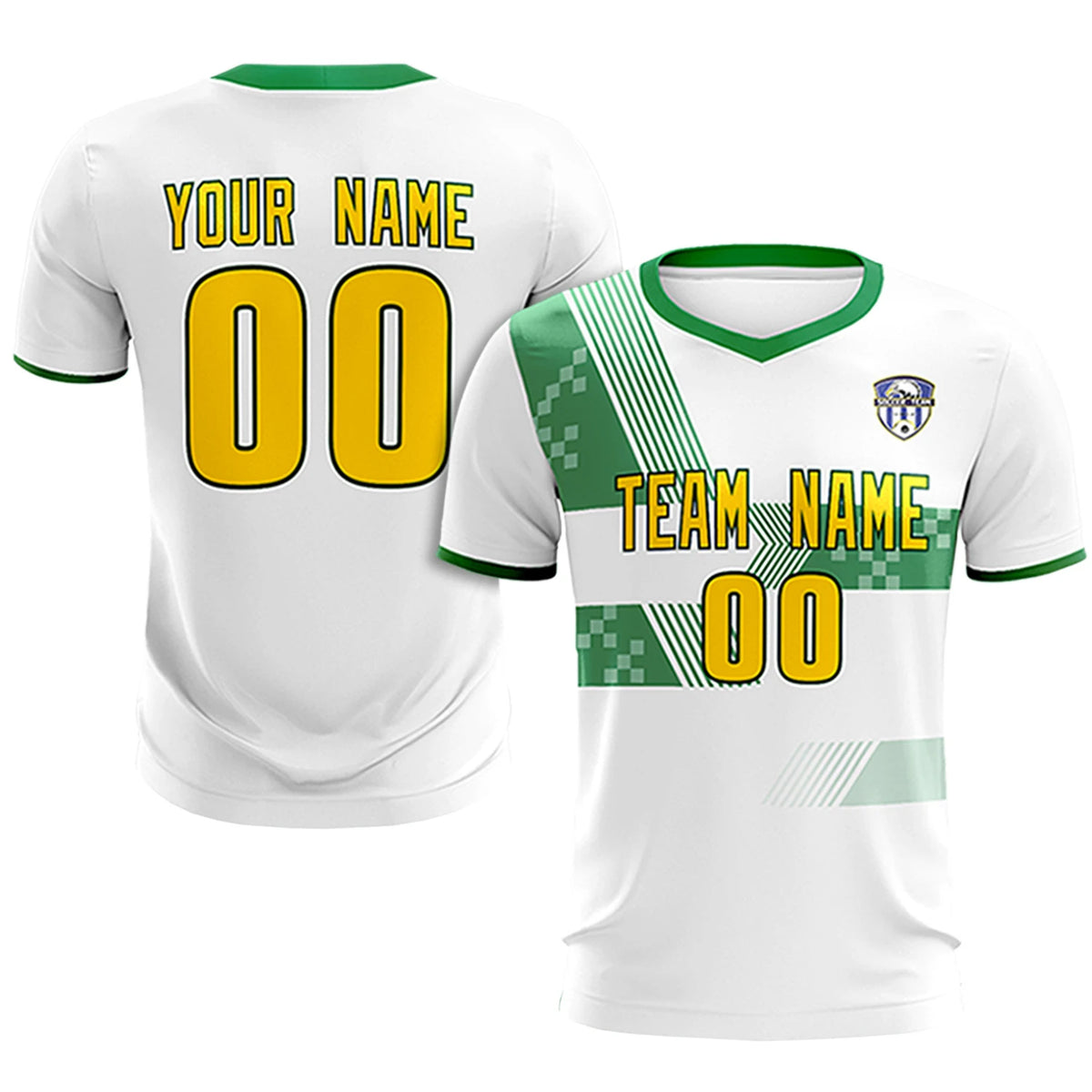 Custom White Kelly Green Training Uniform For Men Soccer Sets Jersey