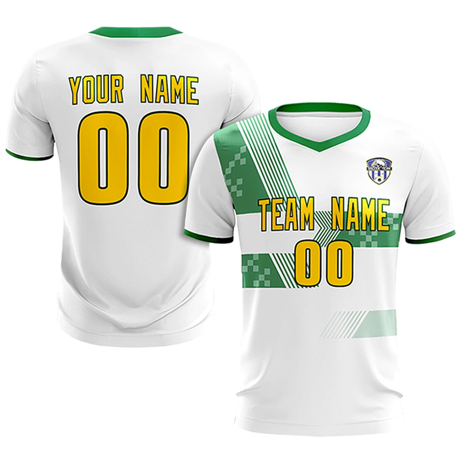 Custom White Kelly Green Training Uniform For Men Soccer Sets Jersey