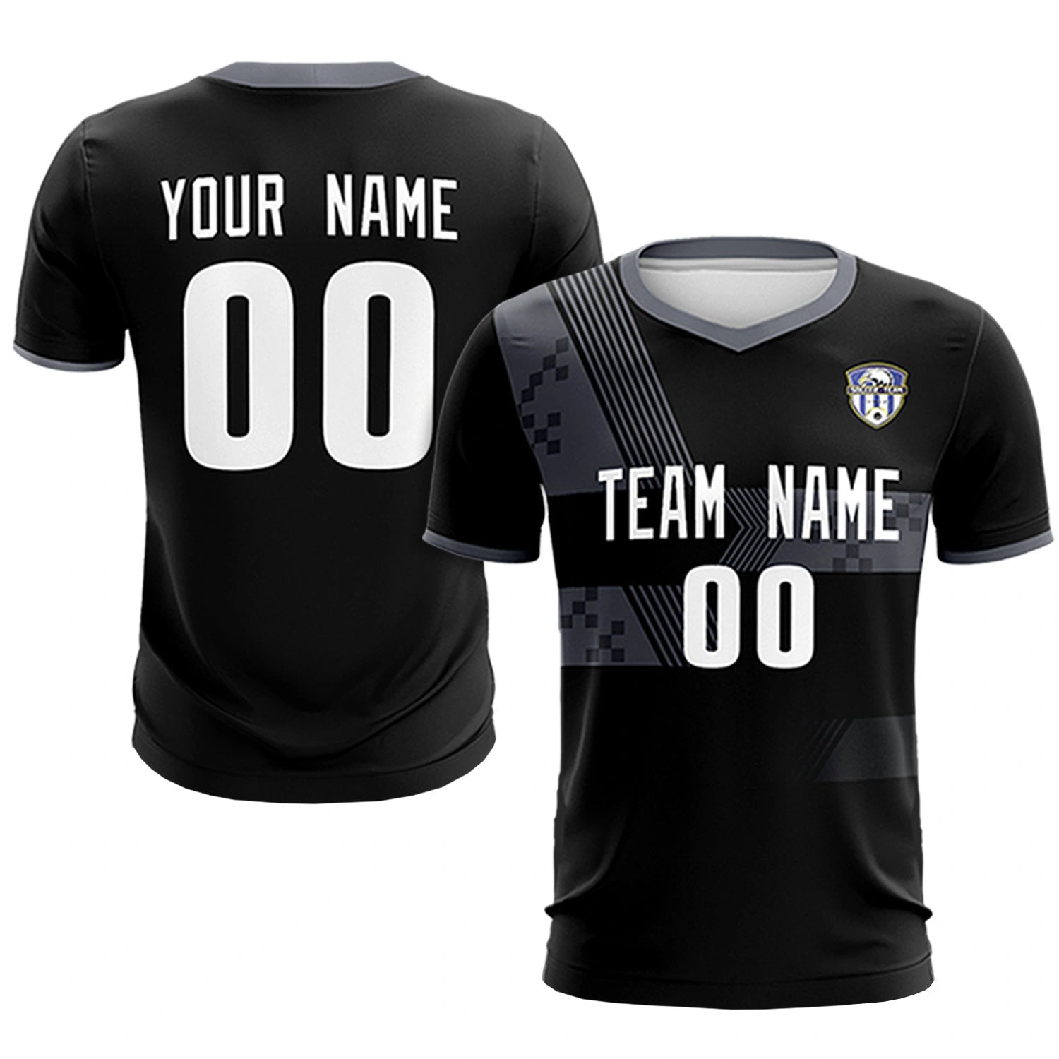 Custom Black Gray Training Uniform For Men Soccer Sets Jersey