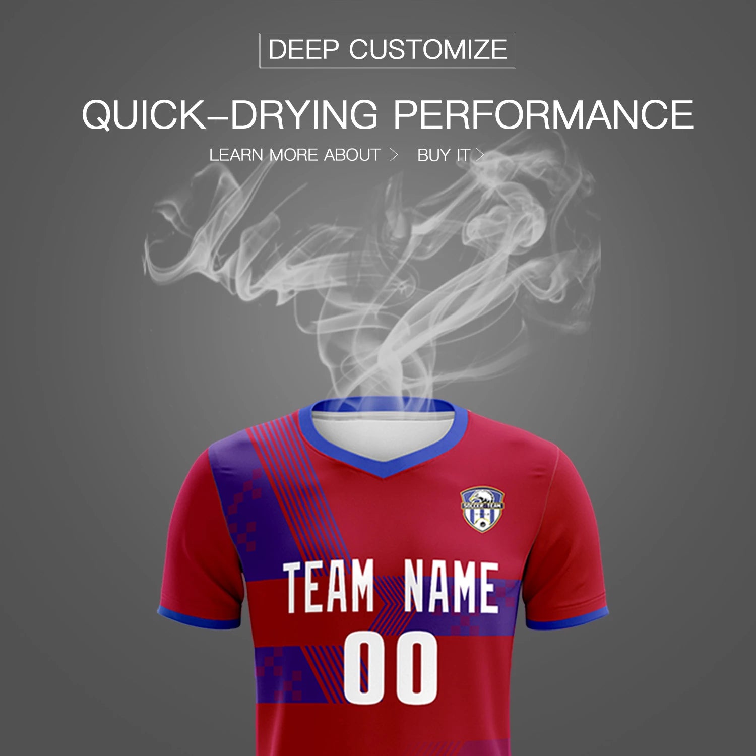 Custom Red Royal Blue Training Uniform For Men Soccer Sets Jersey