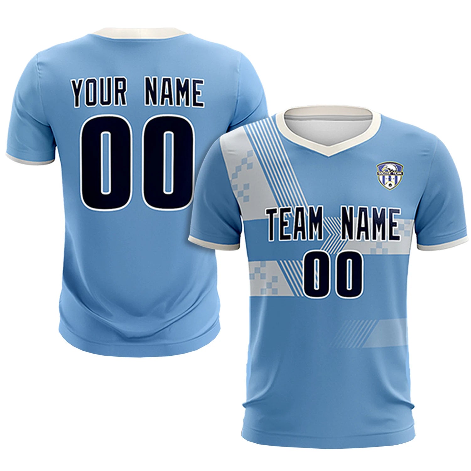 Custom Light Blue Cream Training Uniform For Men Soccer Sets Jersey