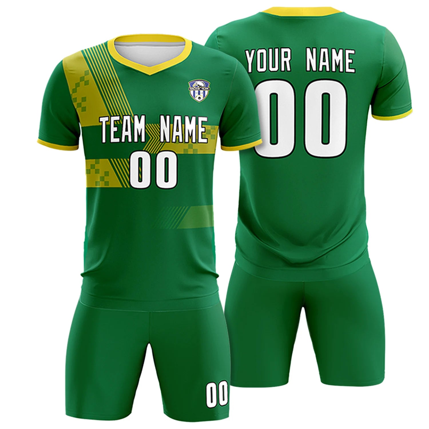 Custom Kelly Green Gold01 Training Uniform For Men Soccer Sets Jersey
