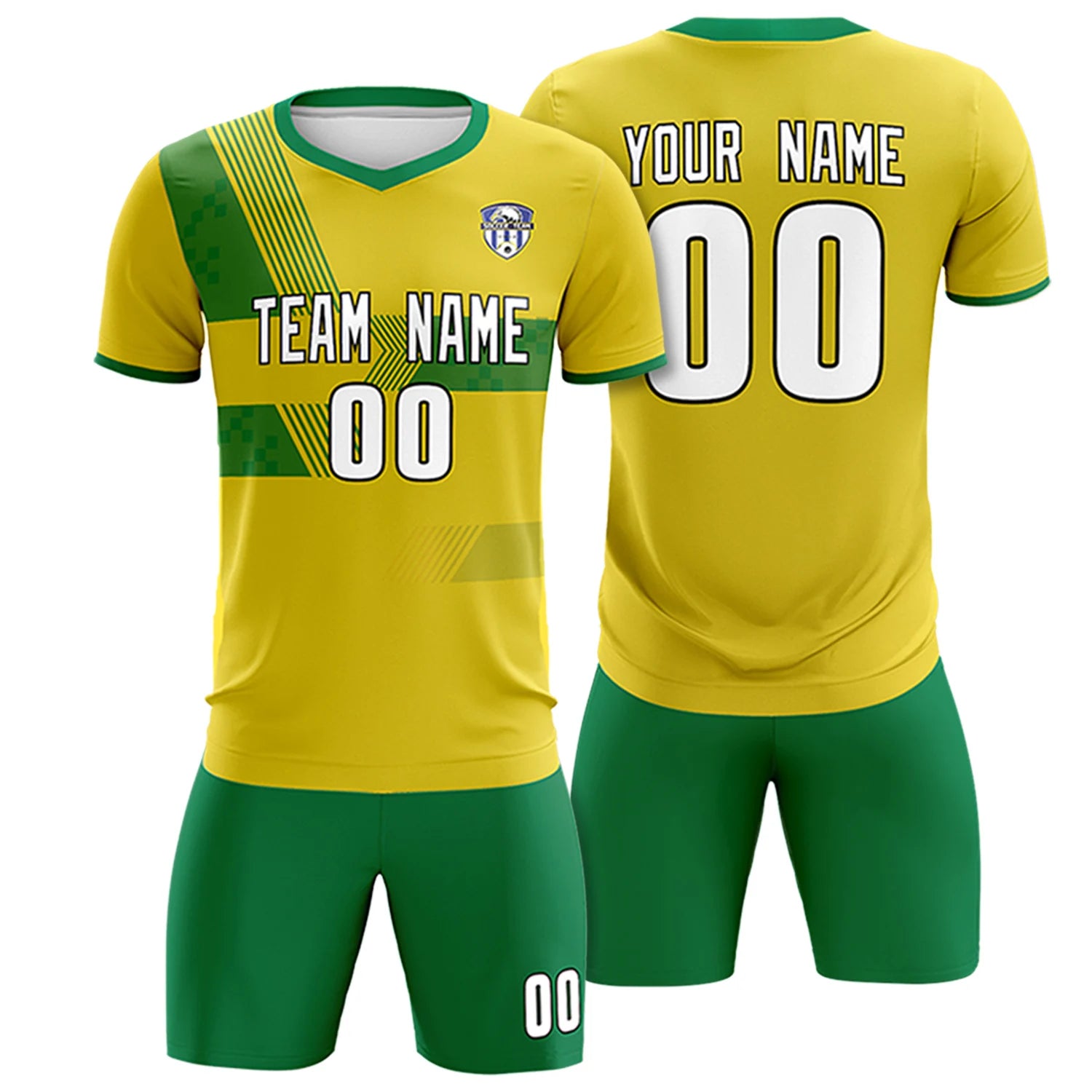 Custom Gold01 Kelly Green Training Uniform For Men Soccer Sets Jersey