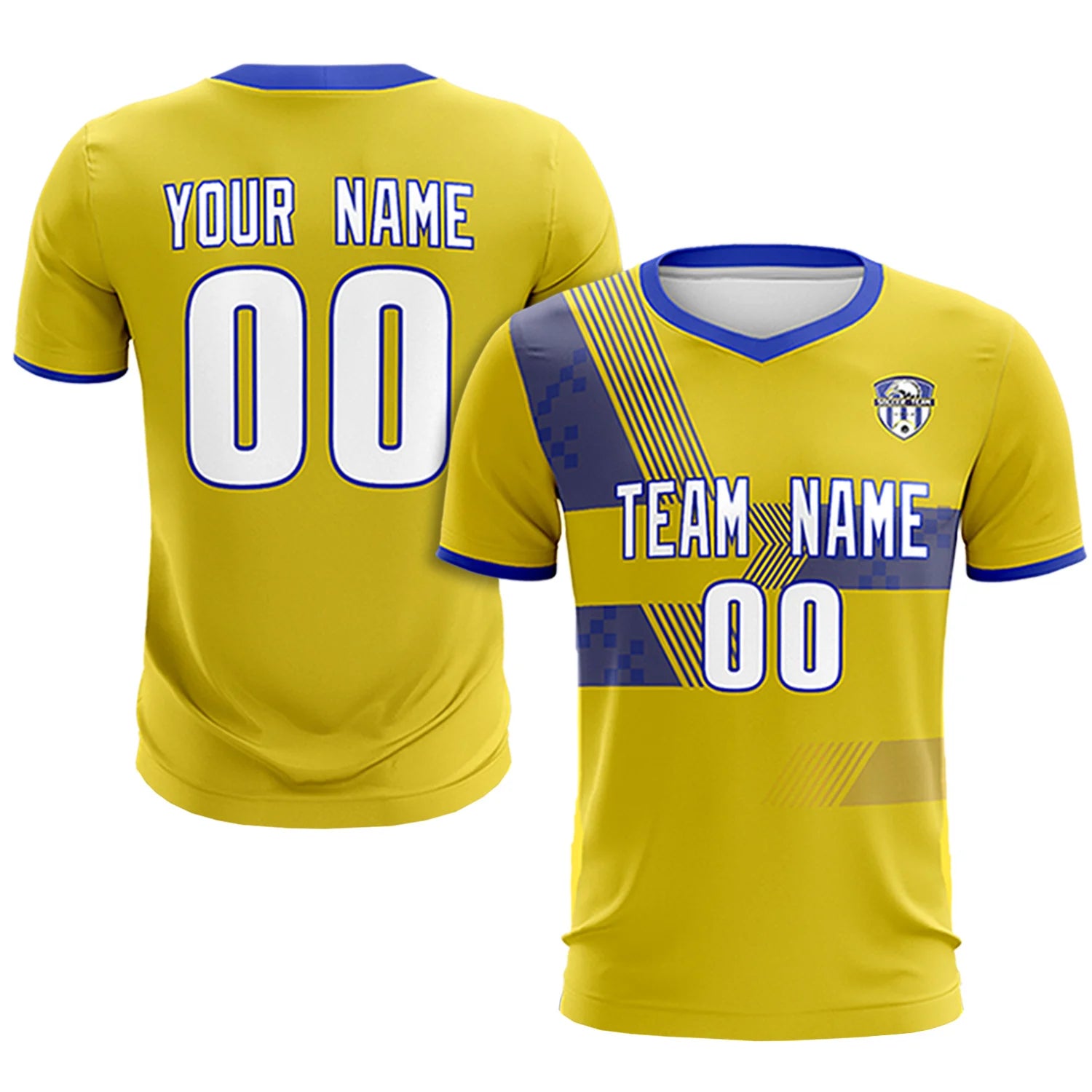 Custom Gold01 Royal Blue Training Uniform For Men Soccer Sets Jersey