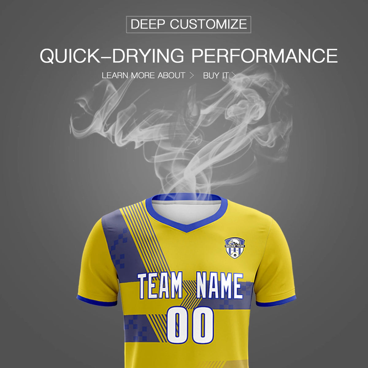 Custom Gold01 Royal Blue Training Uniform For Men Soccer Sets Jersey