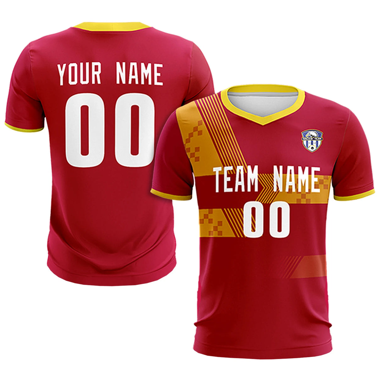 Custom Red Gold01 Training Uniform For Men Soccer Sets Jersey