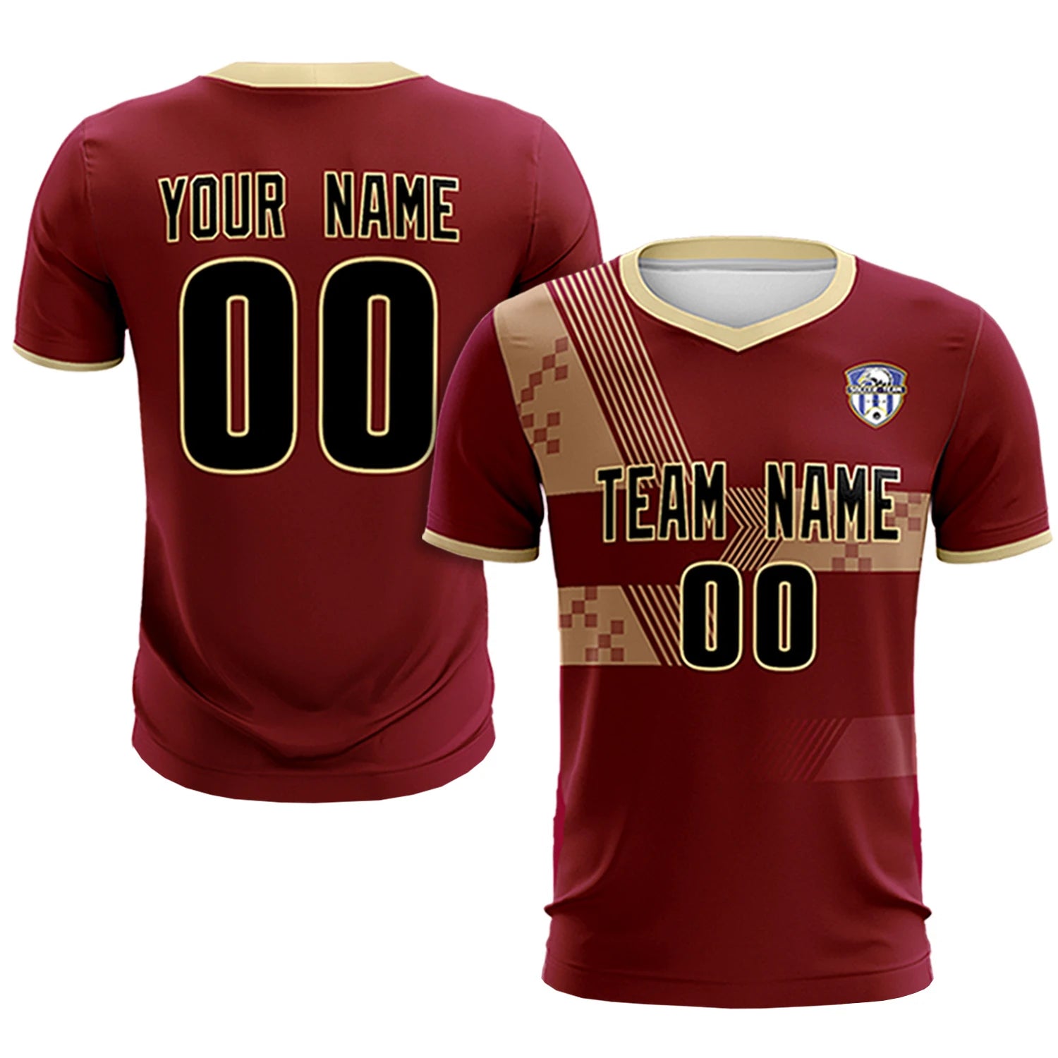 Custom Crimson Khaki Training Uniform For Men Soccer Sets Jersey