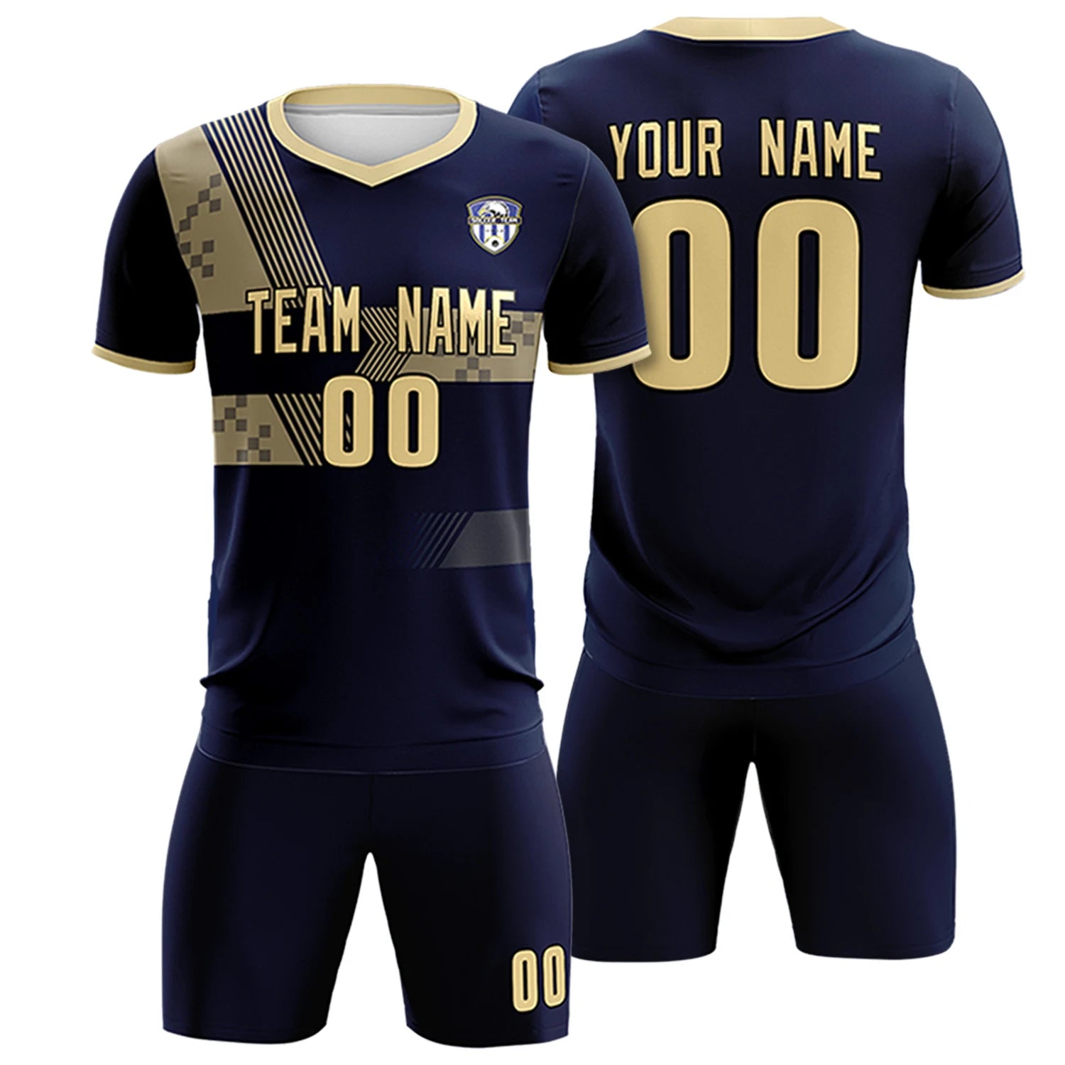 Custom Navy Khaki Training Uniform For Men Soccer Sets Jersey
