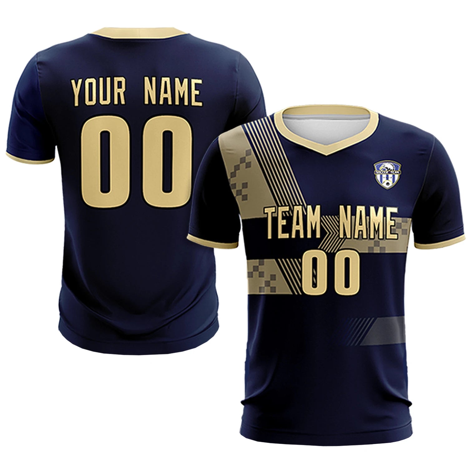 Custom Navy Khaki Training Uniform For Men Soccer Sets Jersey