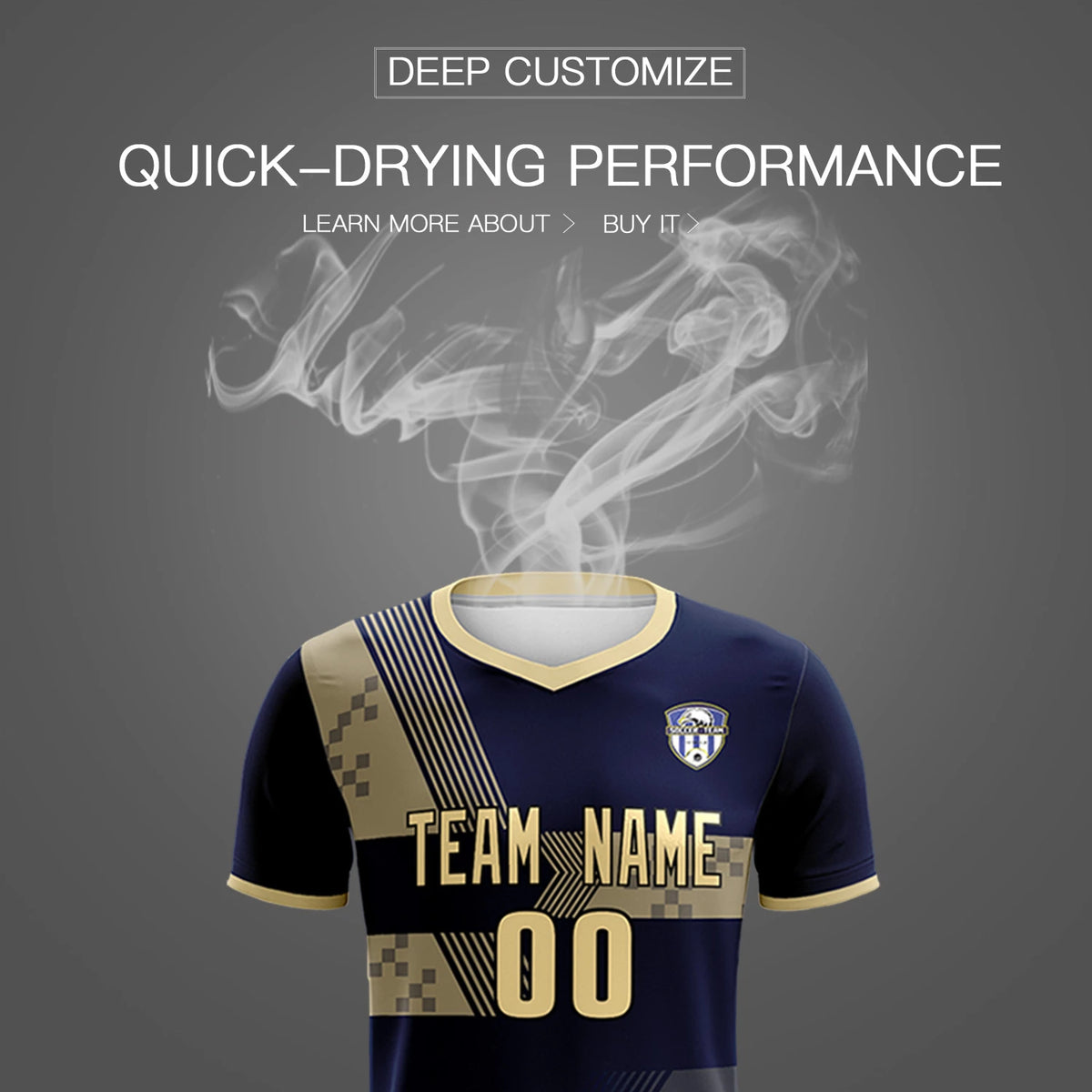 Custom Navy Khaki Training Uniform For Men Soccer Sets Jersey