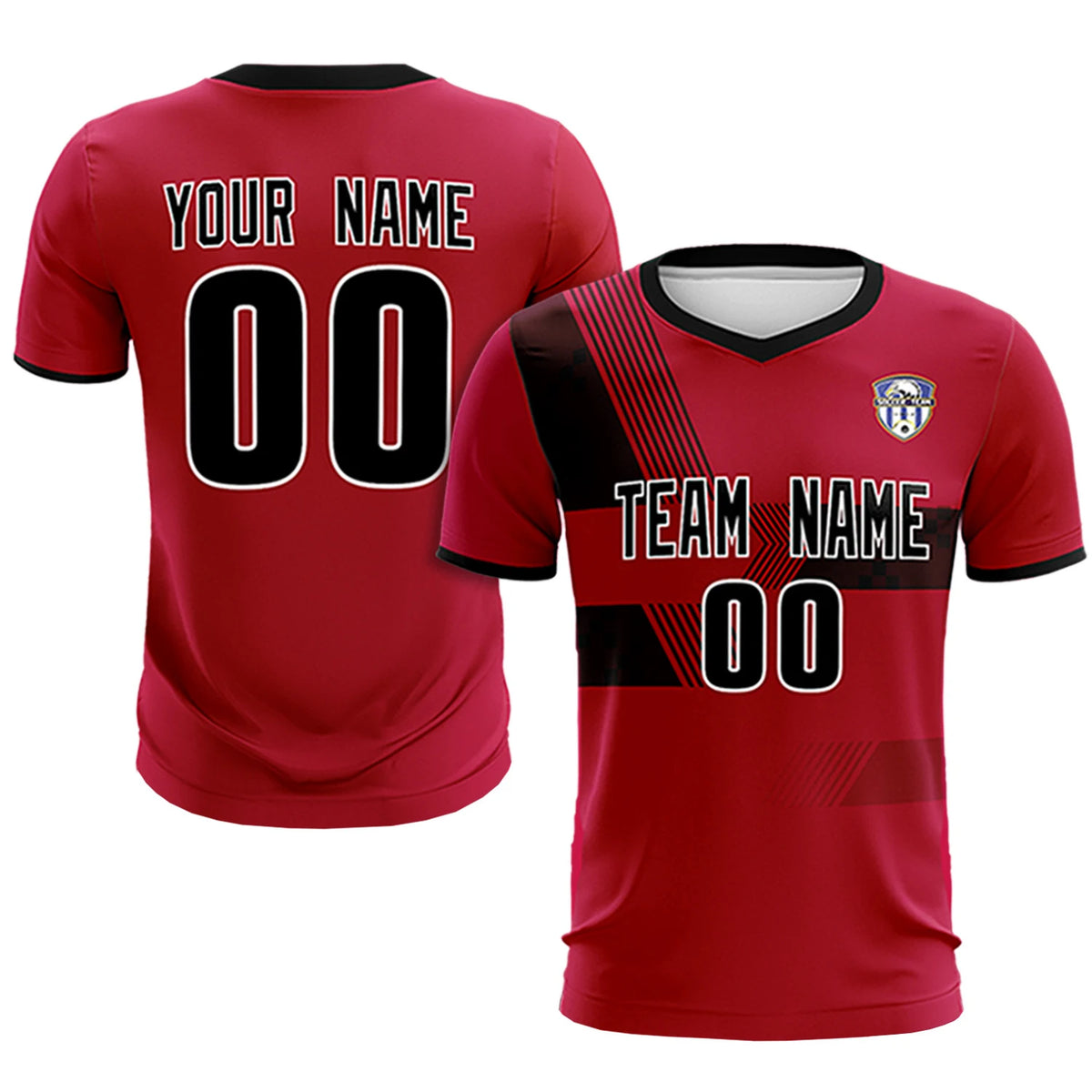 Custom Red Navy Training Uniform For Men Soccer Sets Jersey