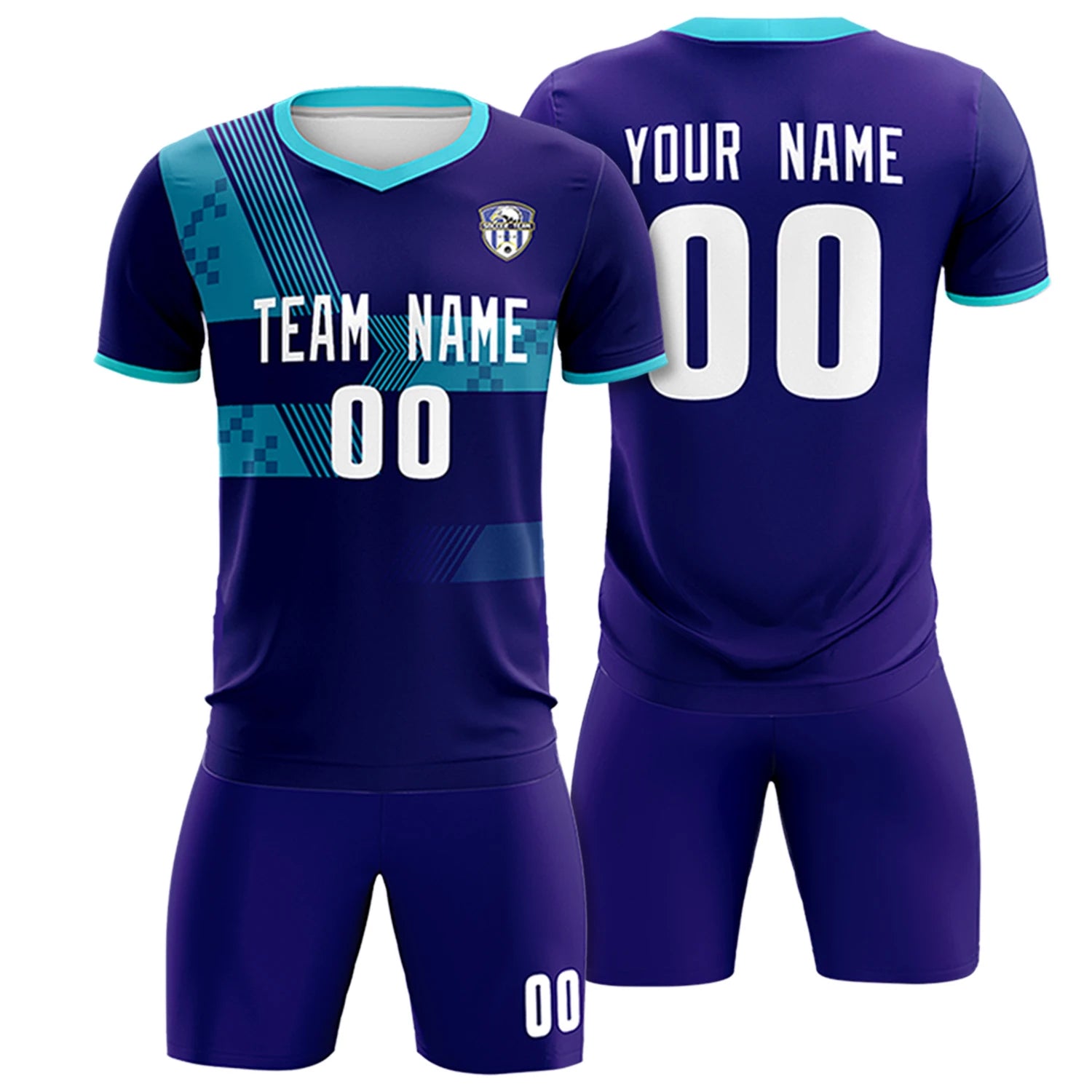 Custom Purple Aqua Training Uniform For Men Soccer Sets Jersey