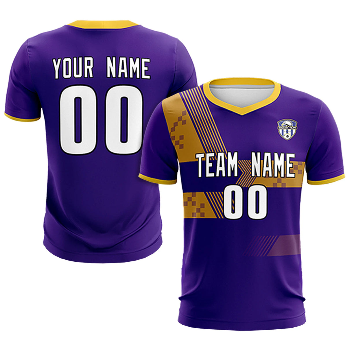 Custom Purple Gold01 Training Uniform For Men Soccer Sets Jersey