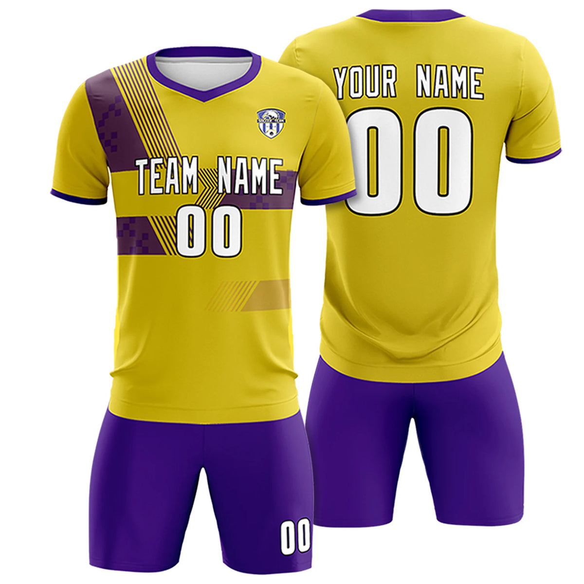 Custom Gold01 Purple Training Uniform For Men Soccer Sets Jersey