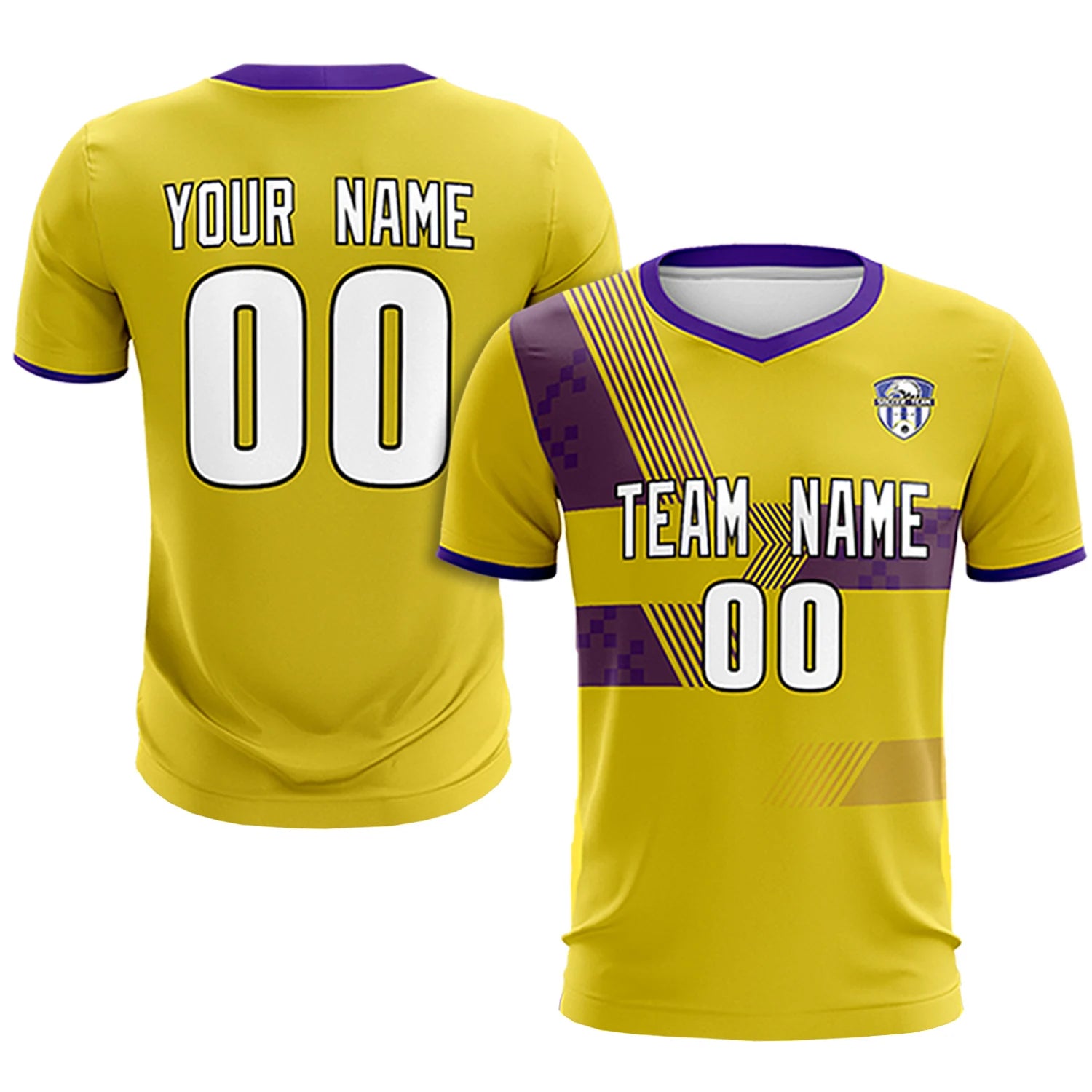 Custom Gold01 Purple Training Uniform For Men Soccer Sets Jersey