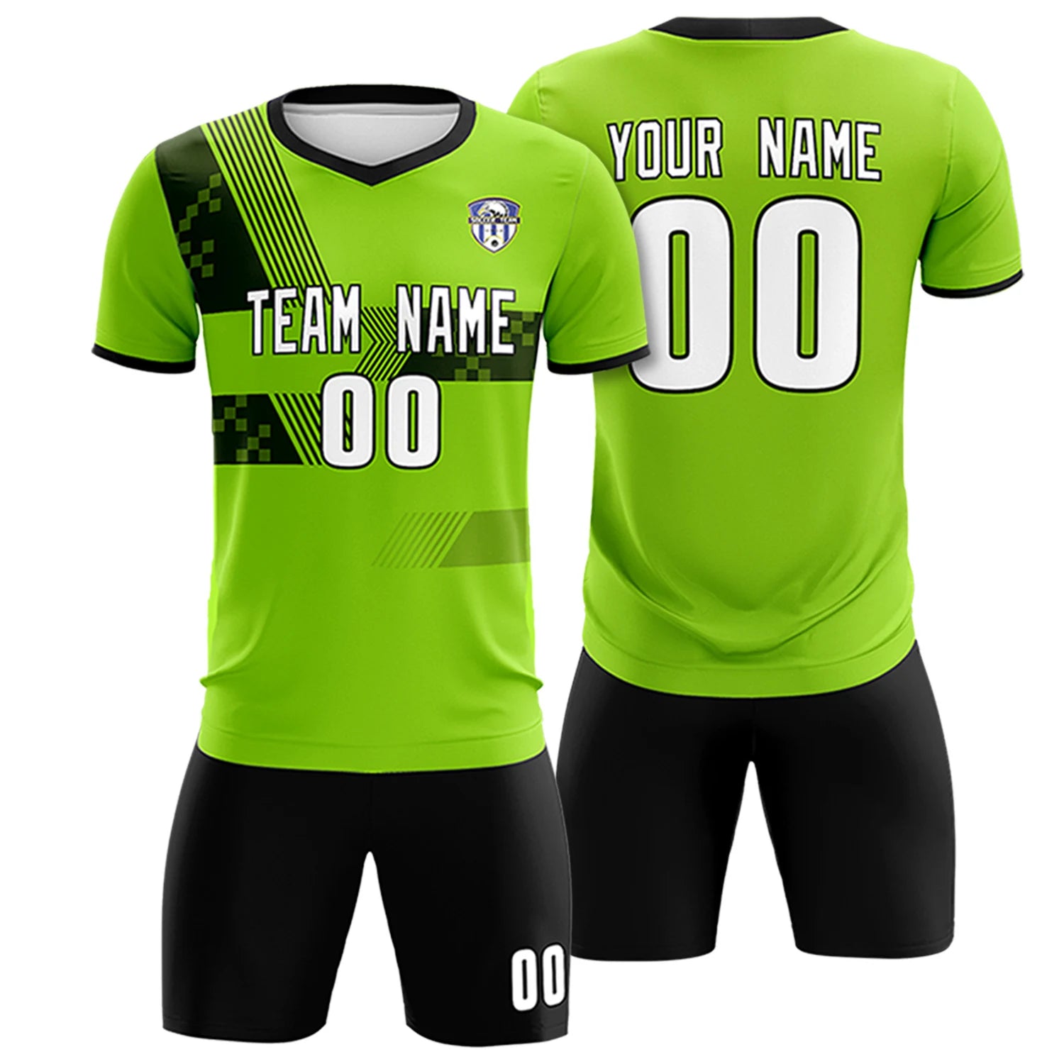 Custom Neon Green Black Training Uniform For Men Soccer Sets Jersey