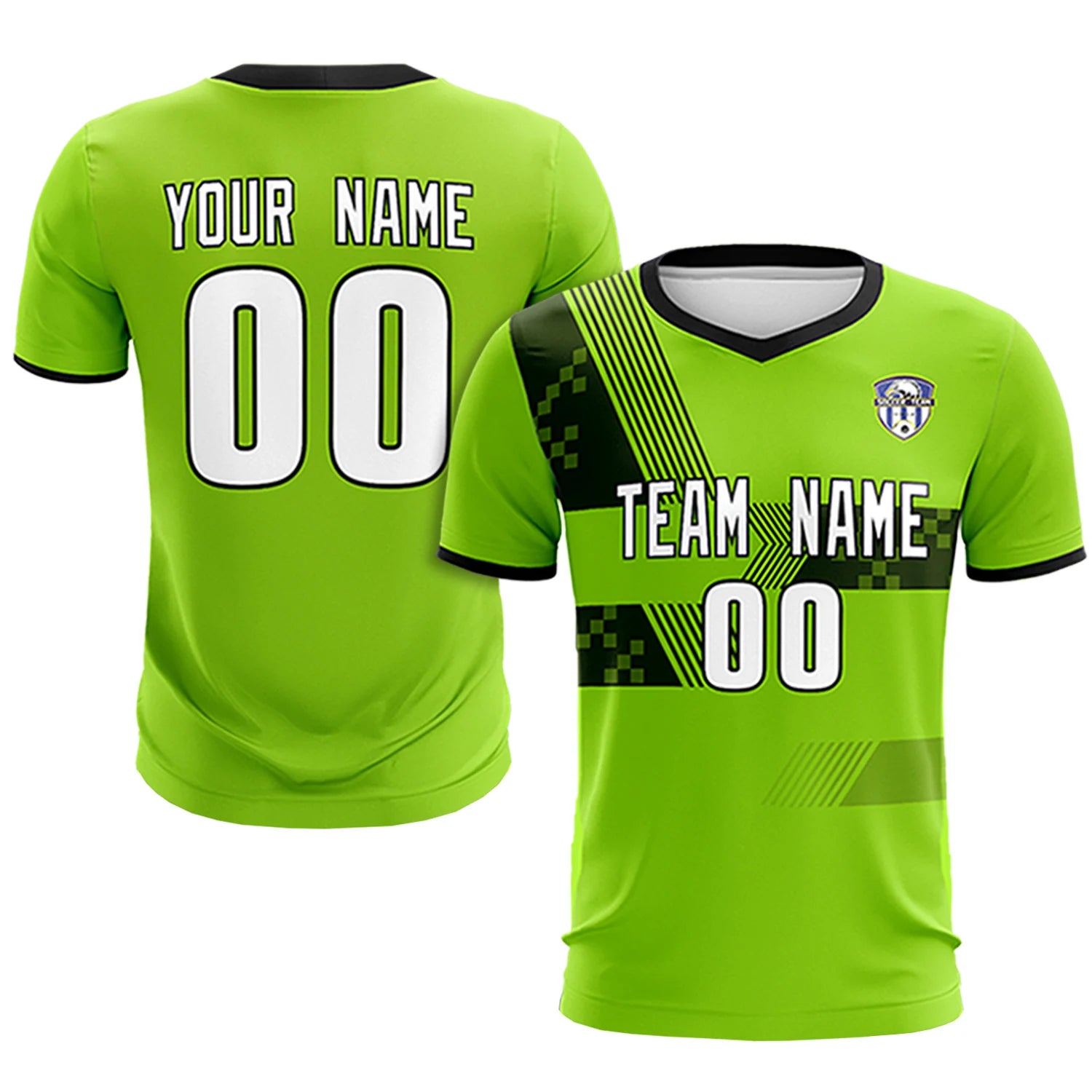 Custom Neon Green Black Training Uniform For Men Soccer Sets Jersey