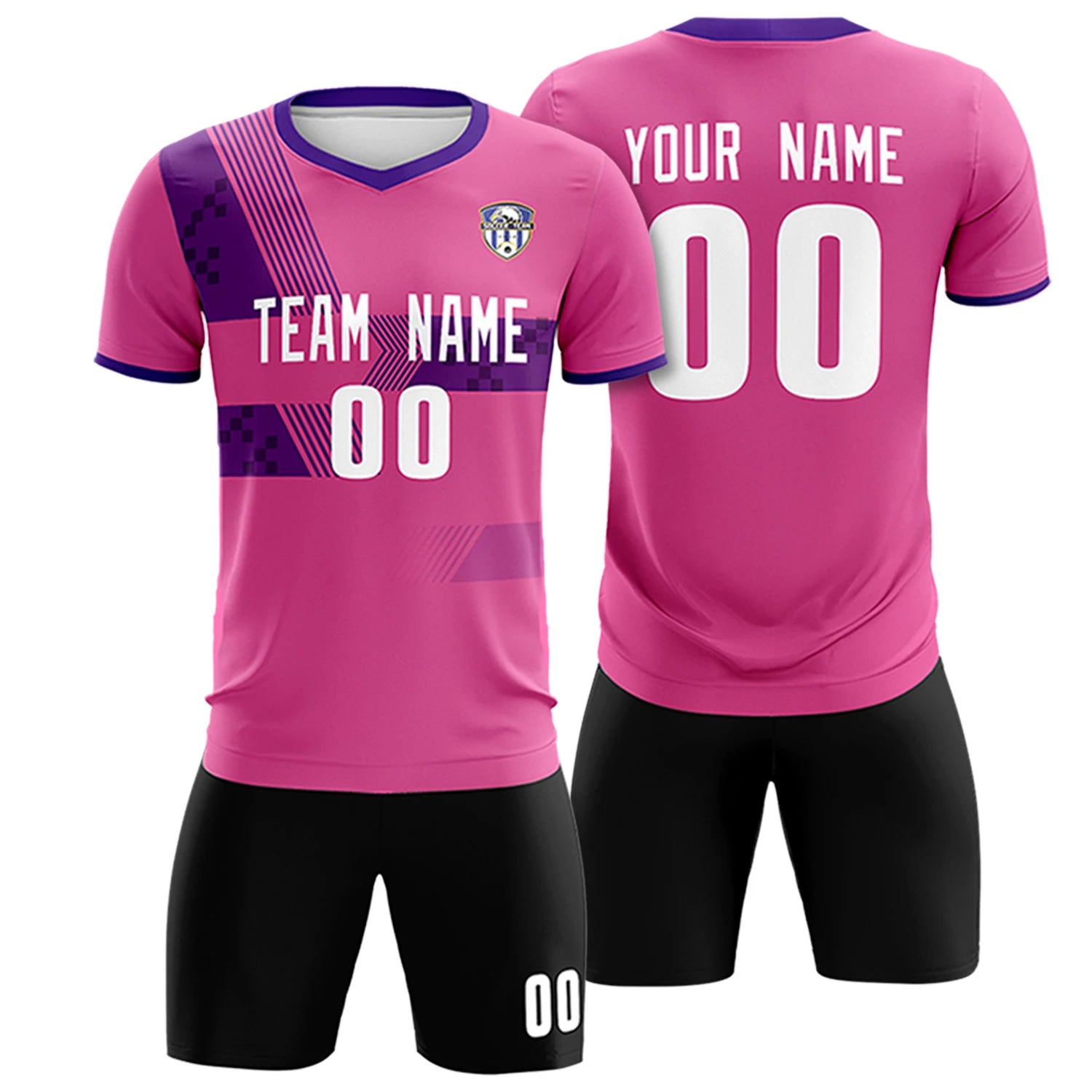 Custom Pink Purple Training Uniform For Men Soccer Sets Jersey