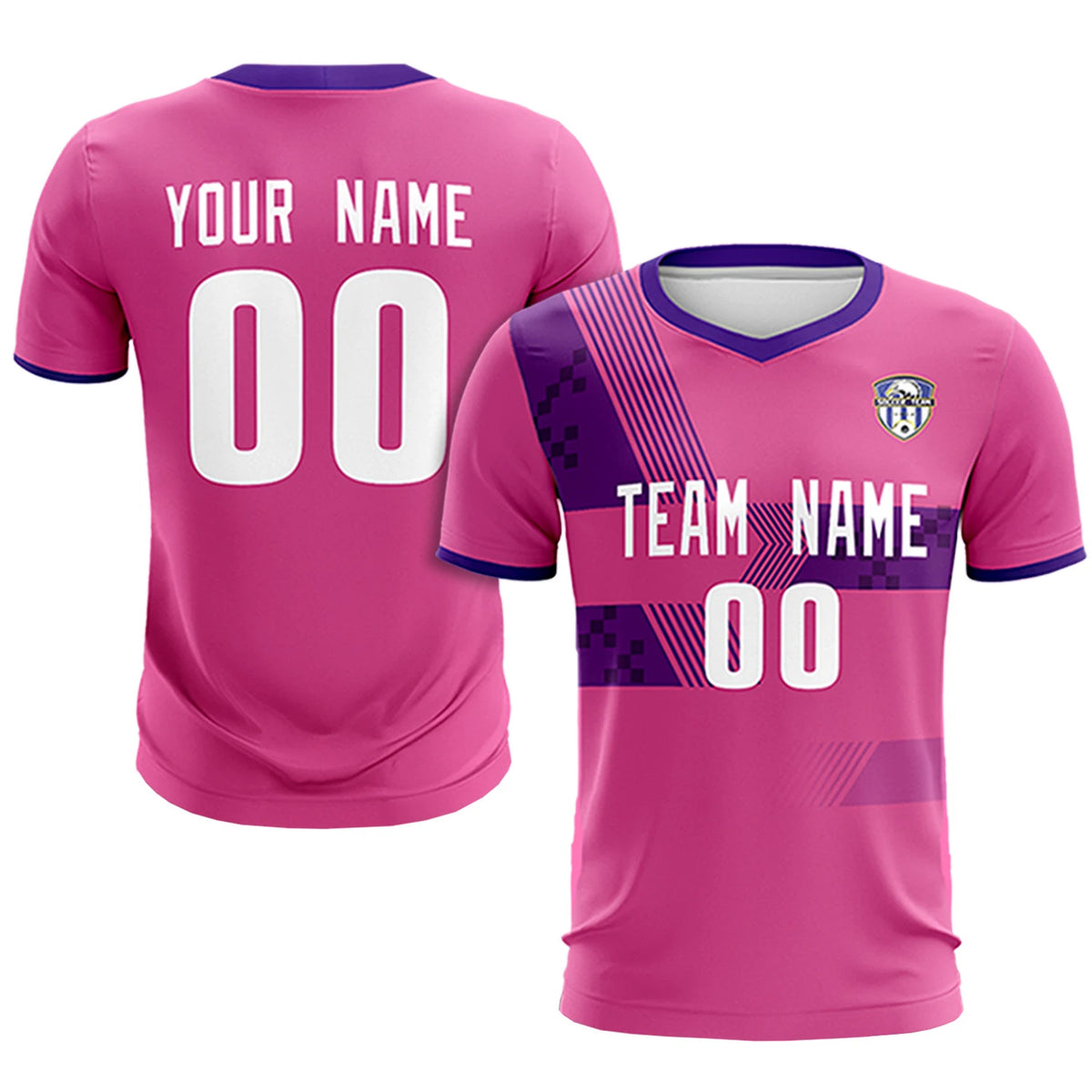 Custom Pink Purple Training Uniform For Men Soccer Sets Jersey