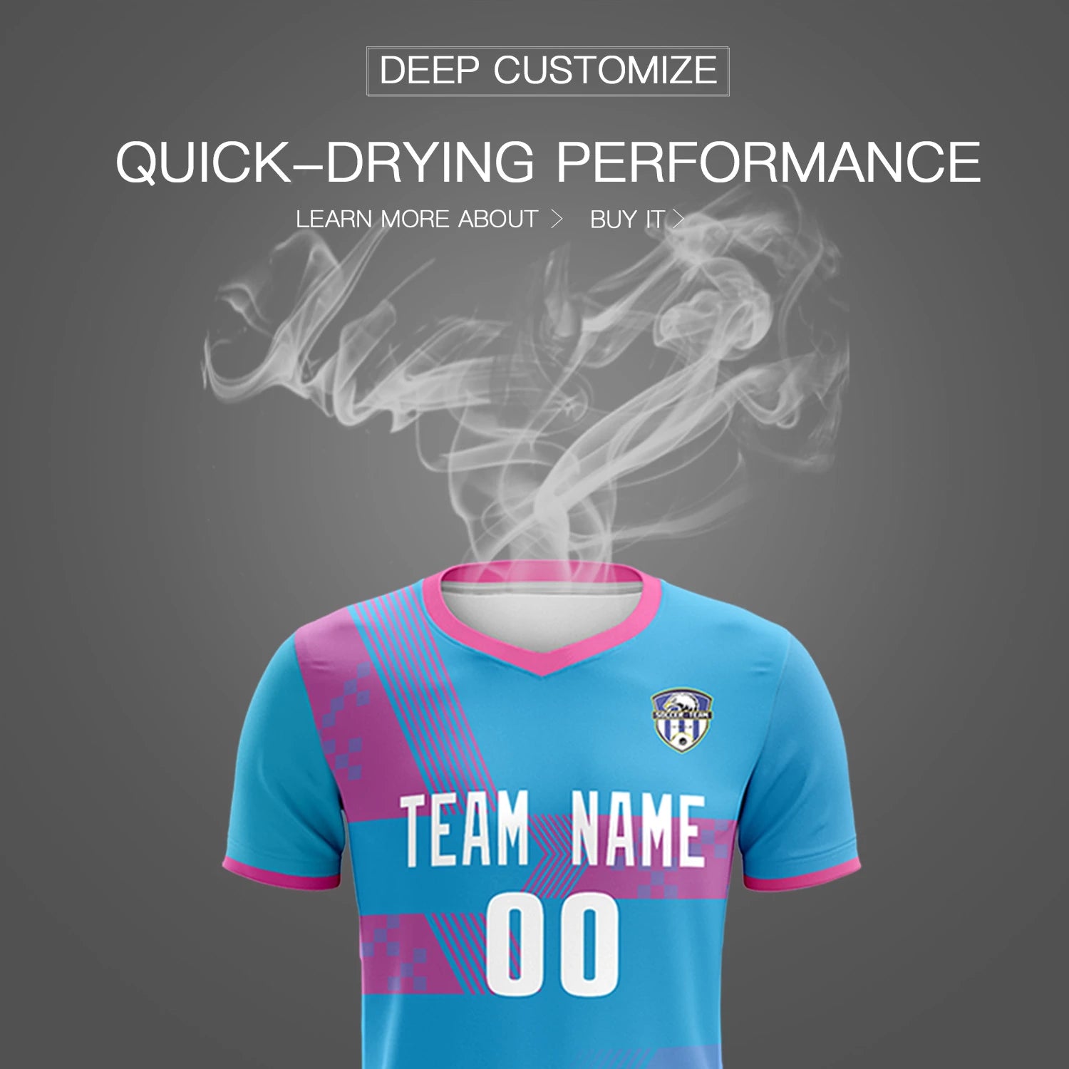 Custom Powder Blue Pink Training Uniform For Men Soccer Sets Jersey