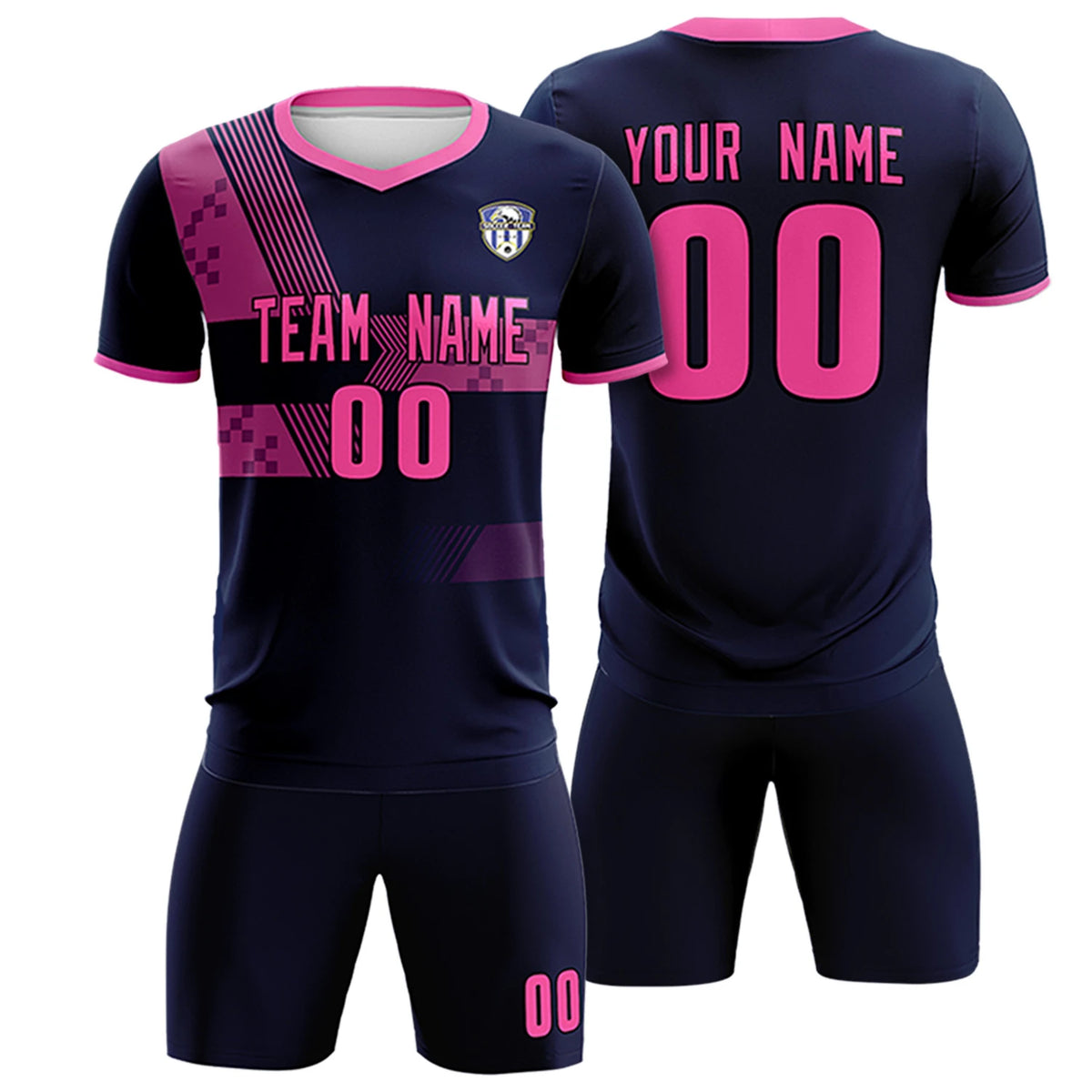 Custom Navy Pink Training Uniform For Men Soccer Sets Jersey