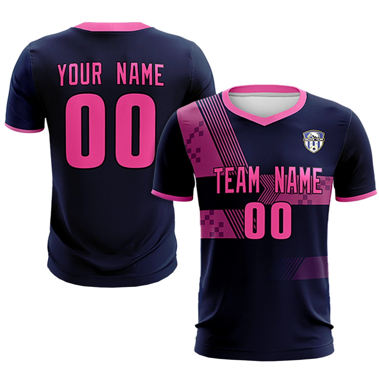 Custom Navy Pink Training Uniform For Men Soccer Sets Jersey