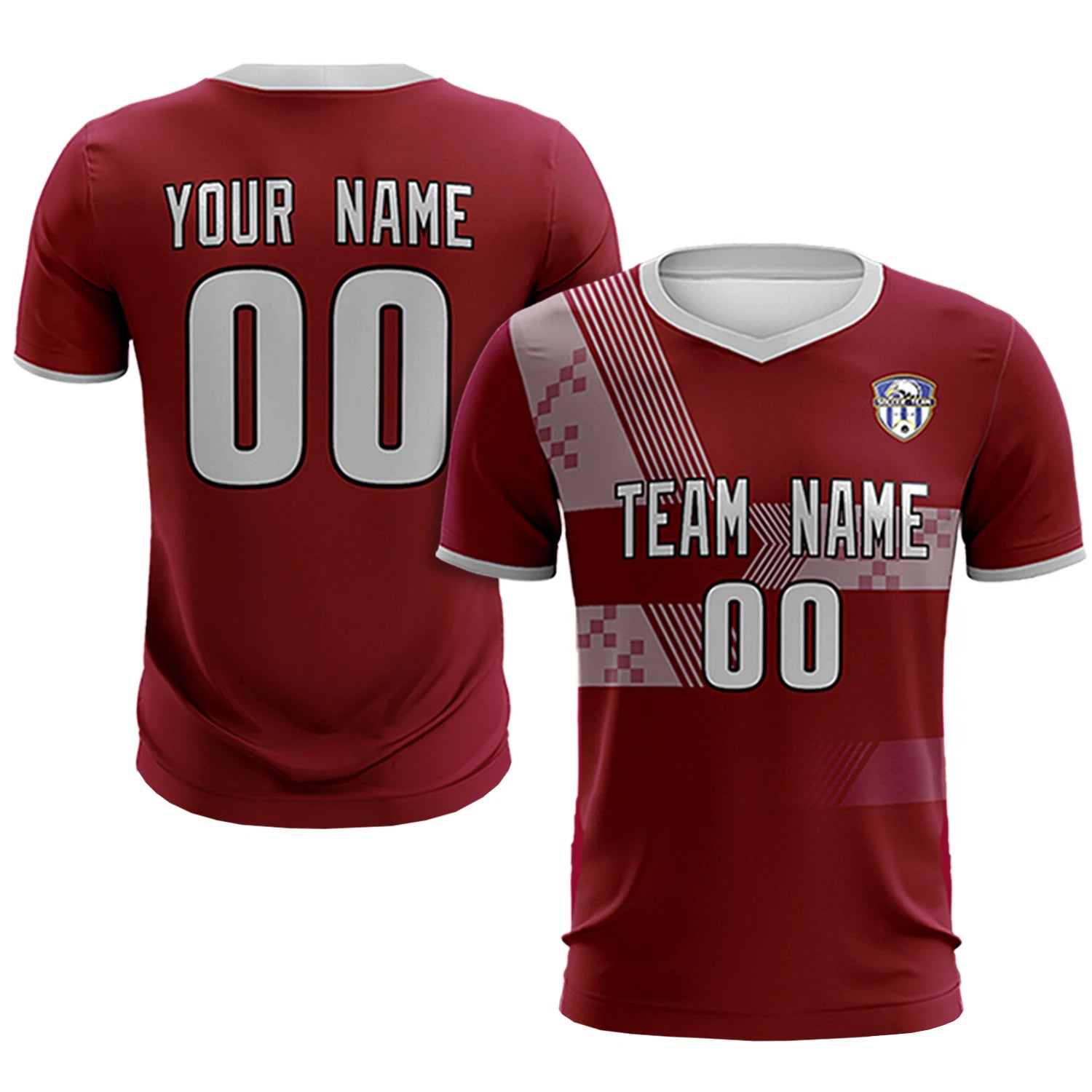 Custom Crimson Gray Training Uniform For Men Soccer Sets Jersey