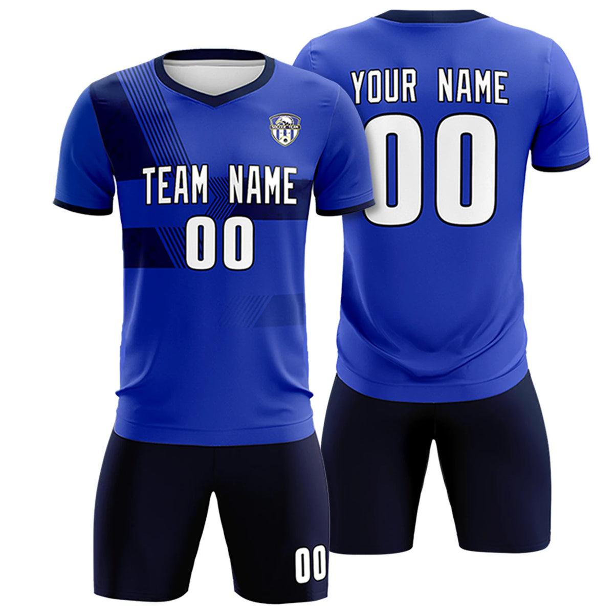 Custom Royal Blue Navy Training Uniform For Men Soccer Sets Jersey