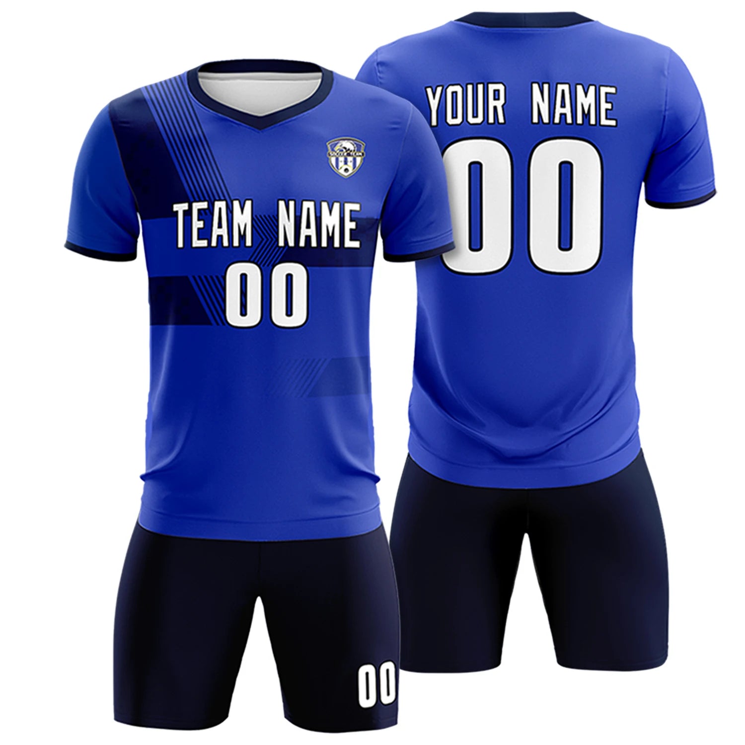 Custom Royal Blue Navy Training Uniform For Men Soccer Sets Jersey