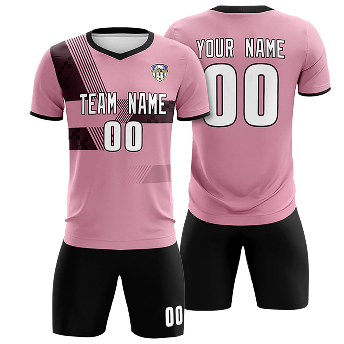 Custom Light Pink Black Training Uniform For Men Soccer Sets Jersey