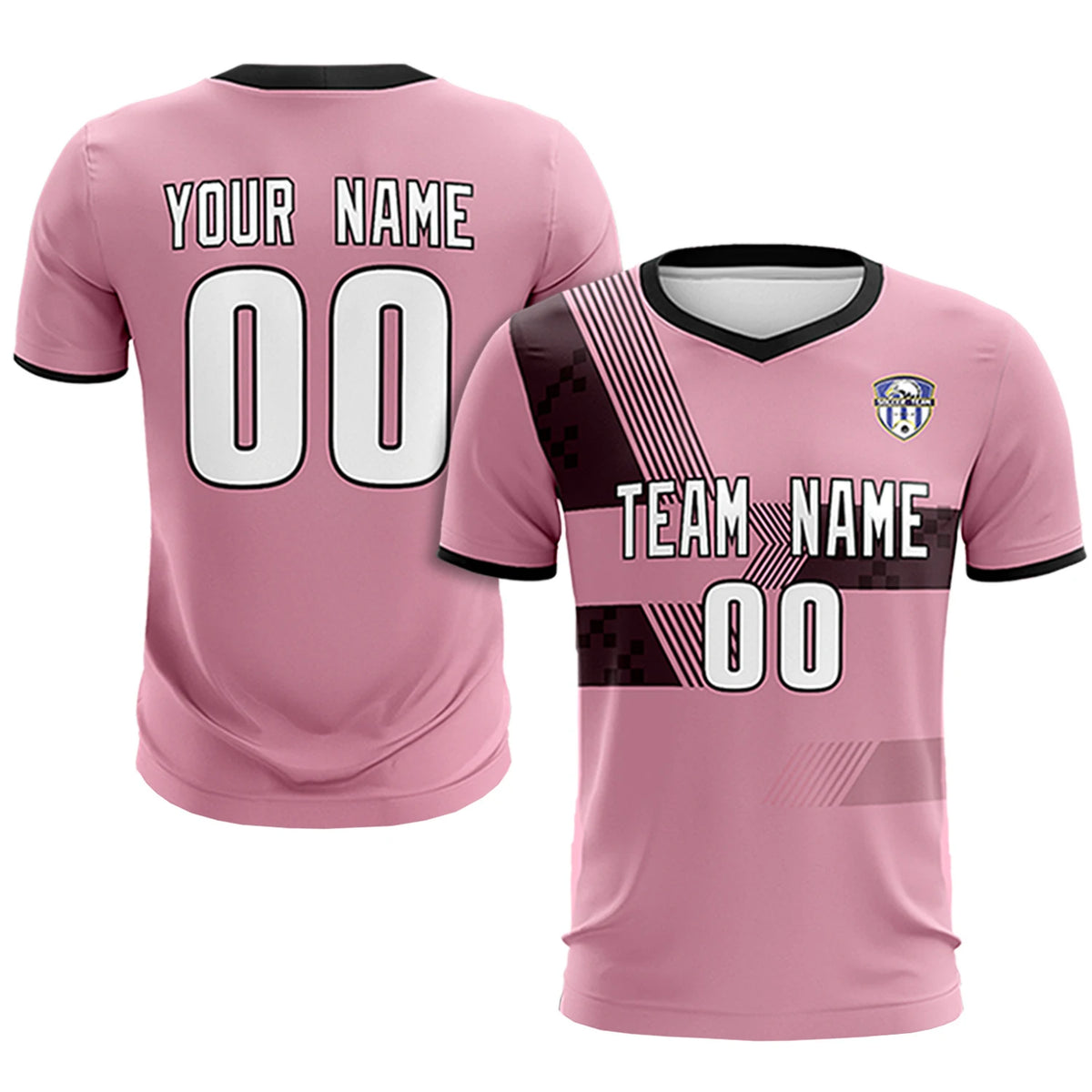 Custom Light Pink Black Training Uniform For Men Soccer Sets Jersey