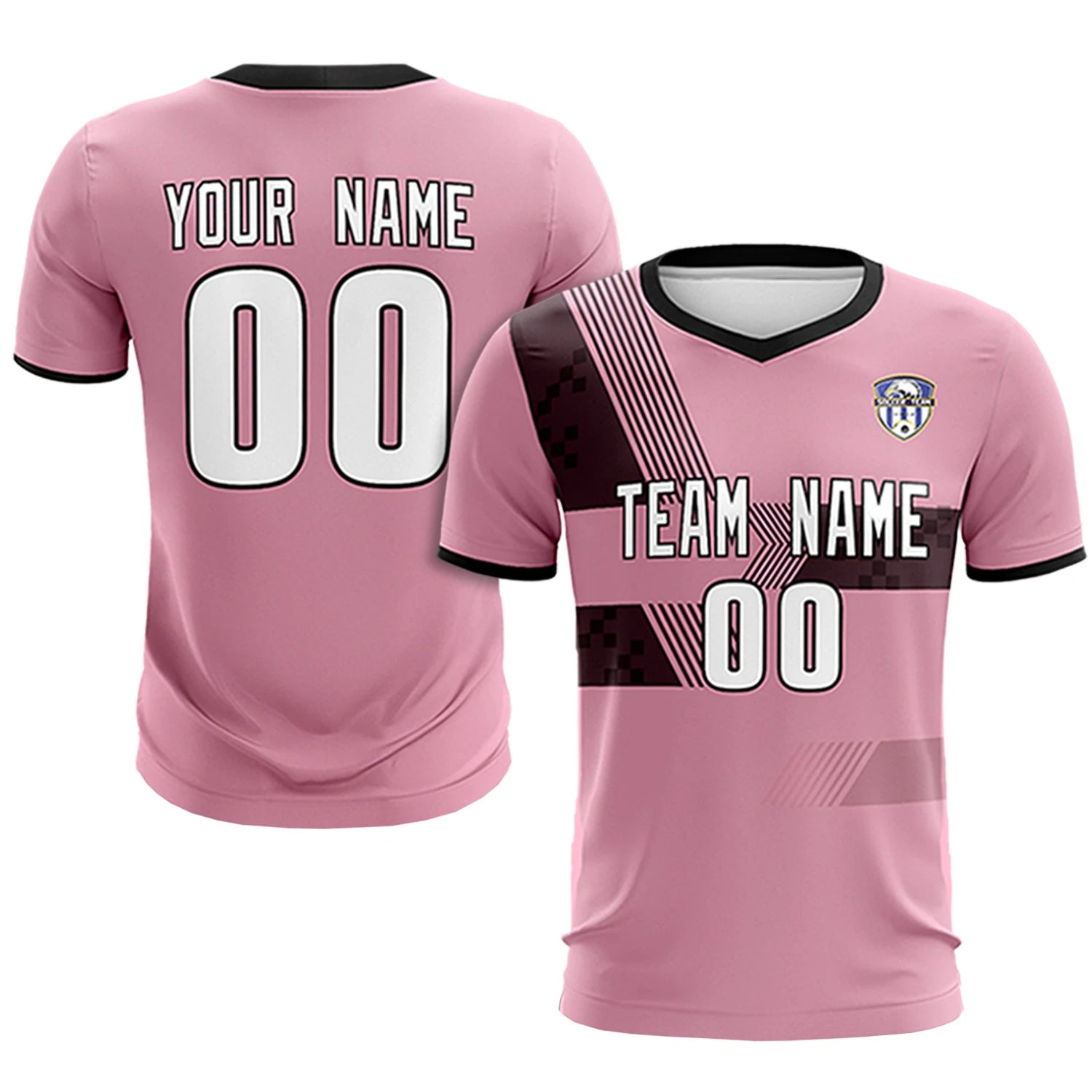 Custom Light Pink Black Training Uniform For Men Soccer Sets Jersey
