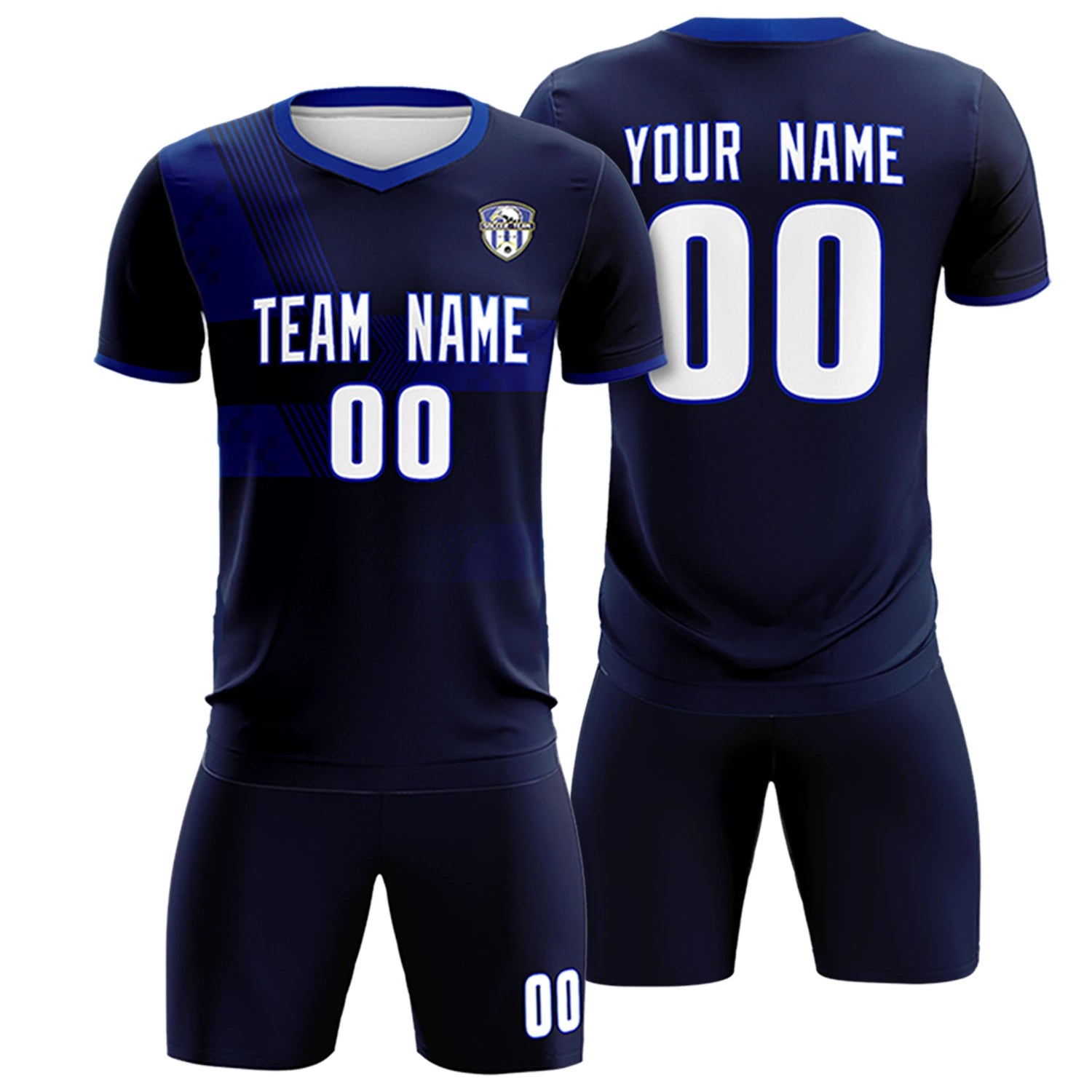 Custom Navy Royal Blue Training Uniform For Men Soccer Sets Jersey
