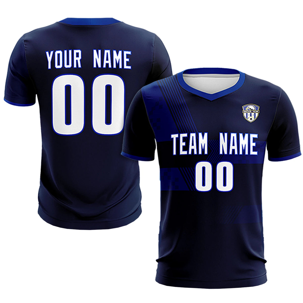 Custom Navy Royal Blue Training Uniform For Men Soccer Sets Jersey