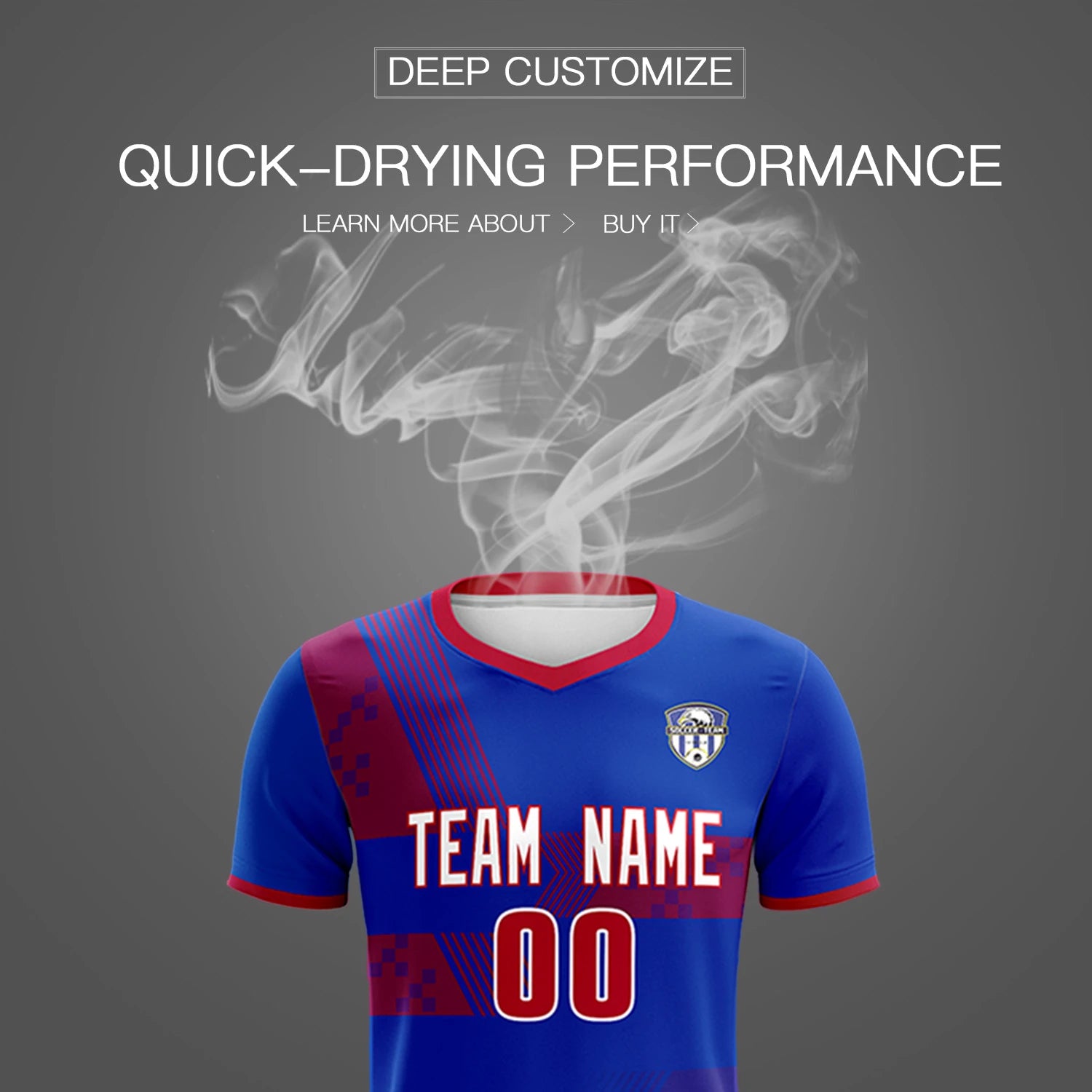 Custom Royal Blue Red Training Uniform For Men Soccer Sets Jersey