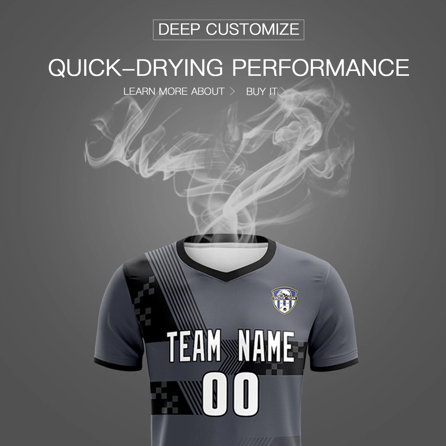 Custom Gray Black Training Uniform For Men Soccer Sets Jersey