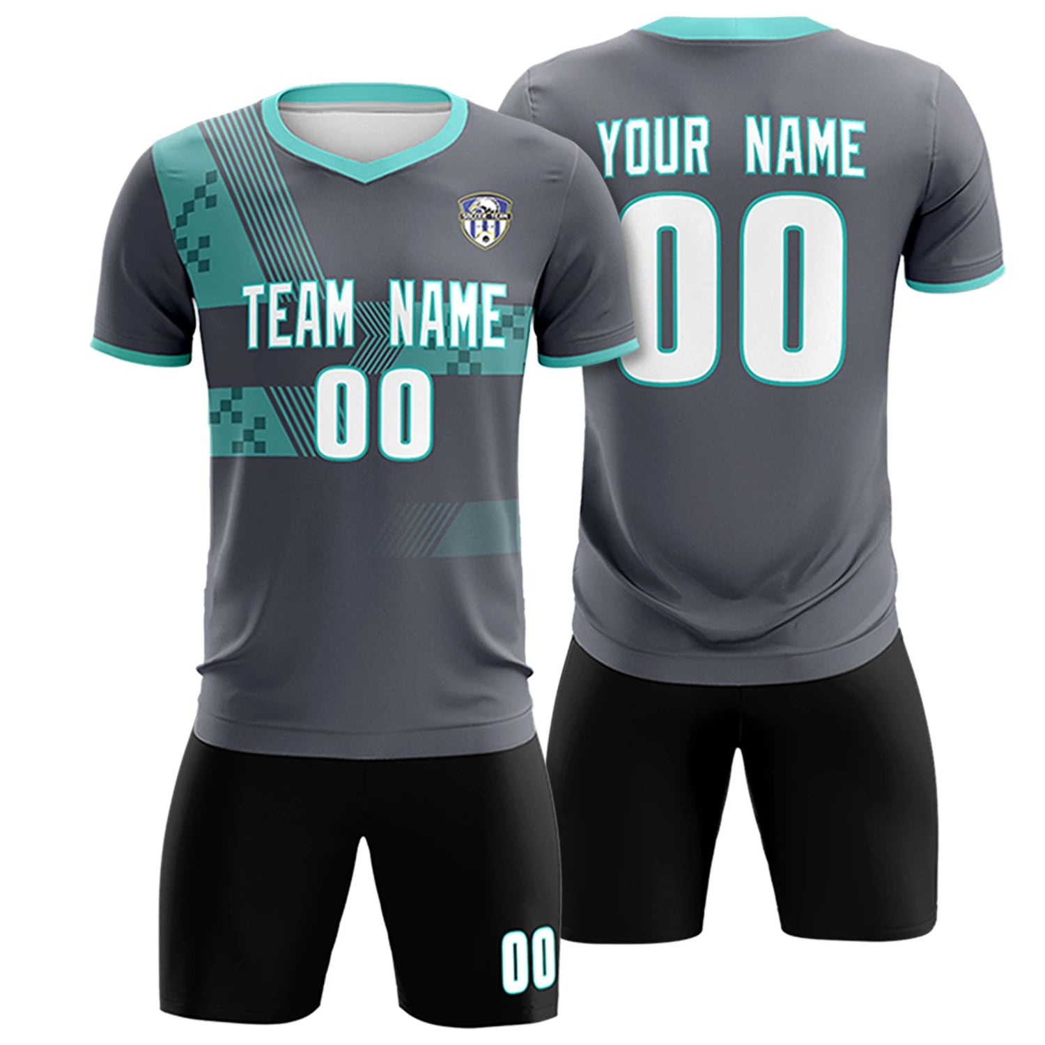 Custom Gray Bright Green Training Uniform For Men Soccer Sets Jersey