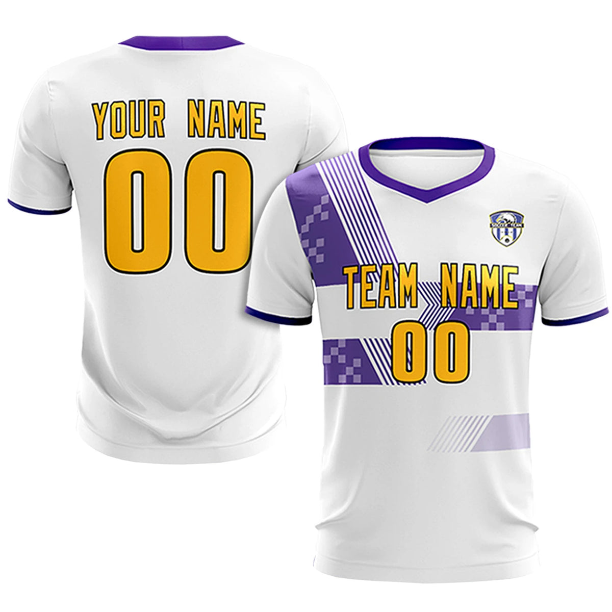 Custom White Purple Training Uniform For Men Soccer Sets Jersey