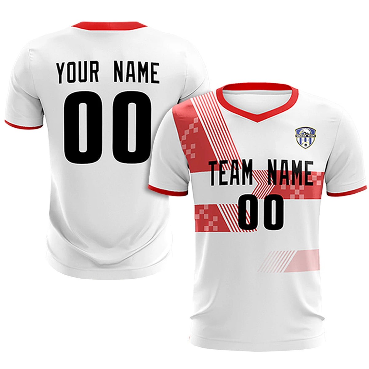 Custom White Red Training Uniform For Men Soccer Sets Jersey