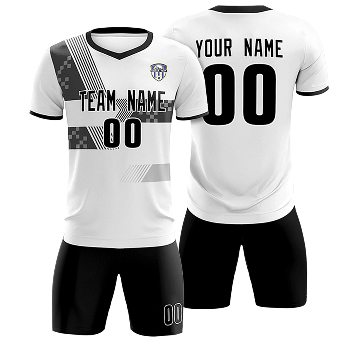Custom White Black Training Uniform For Men Soccer Sets Jersey