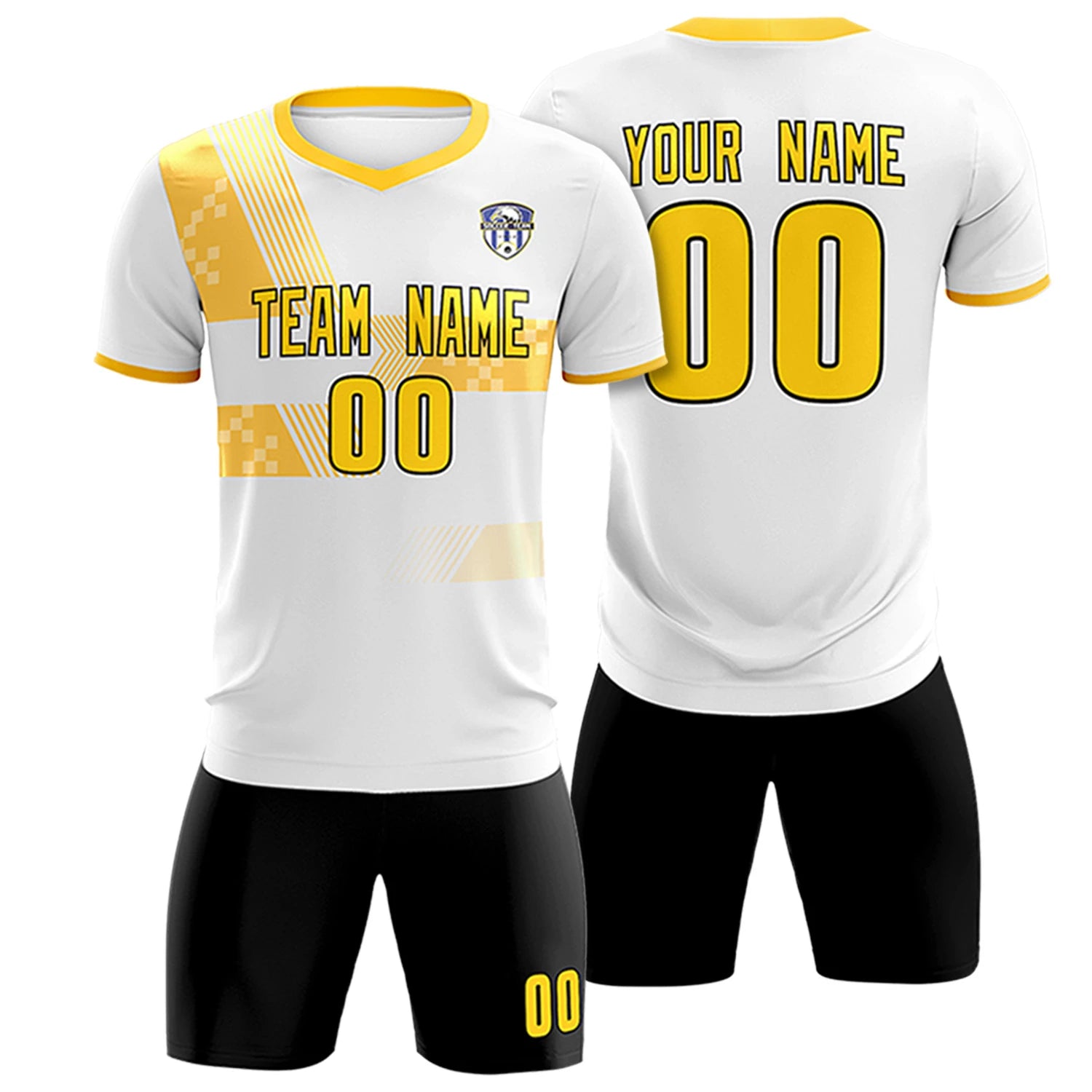 Custom White Gold01 Training Uniform For Men Soccer Sets Jersey
